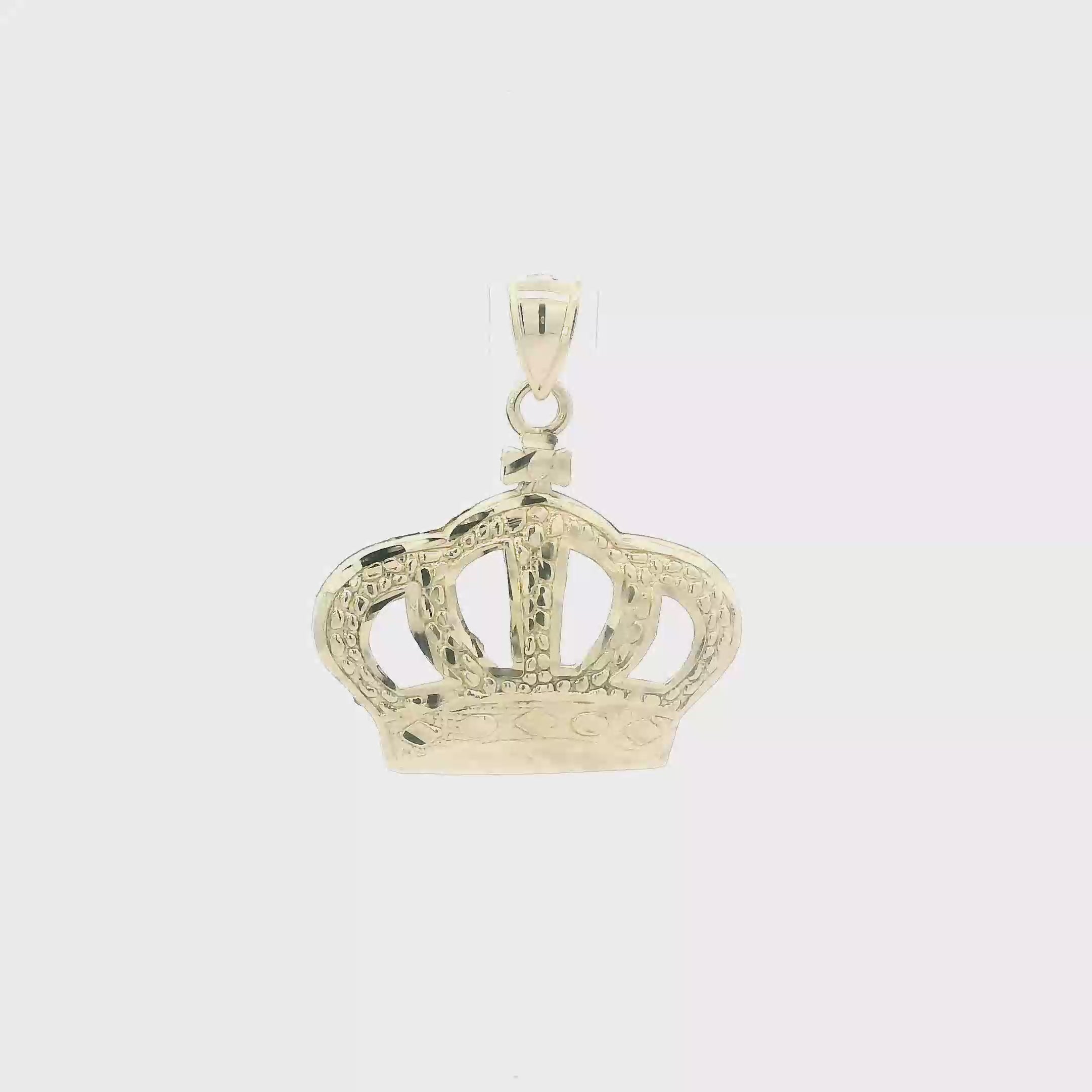 10K Yellow Gold Diamond Cut Crown Pendant