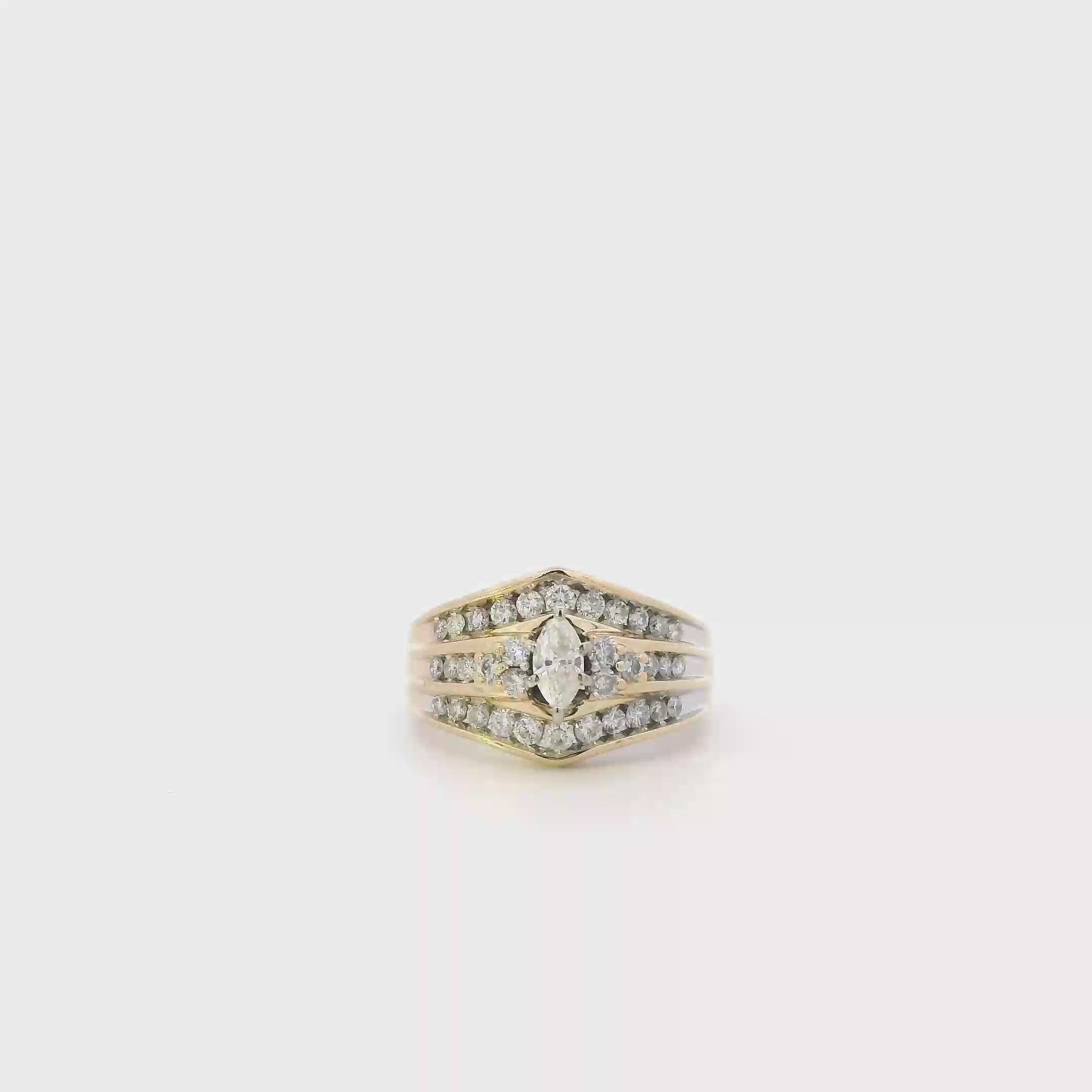 14K Yellow Gold Diamond Women's Ring -0.92ct