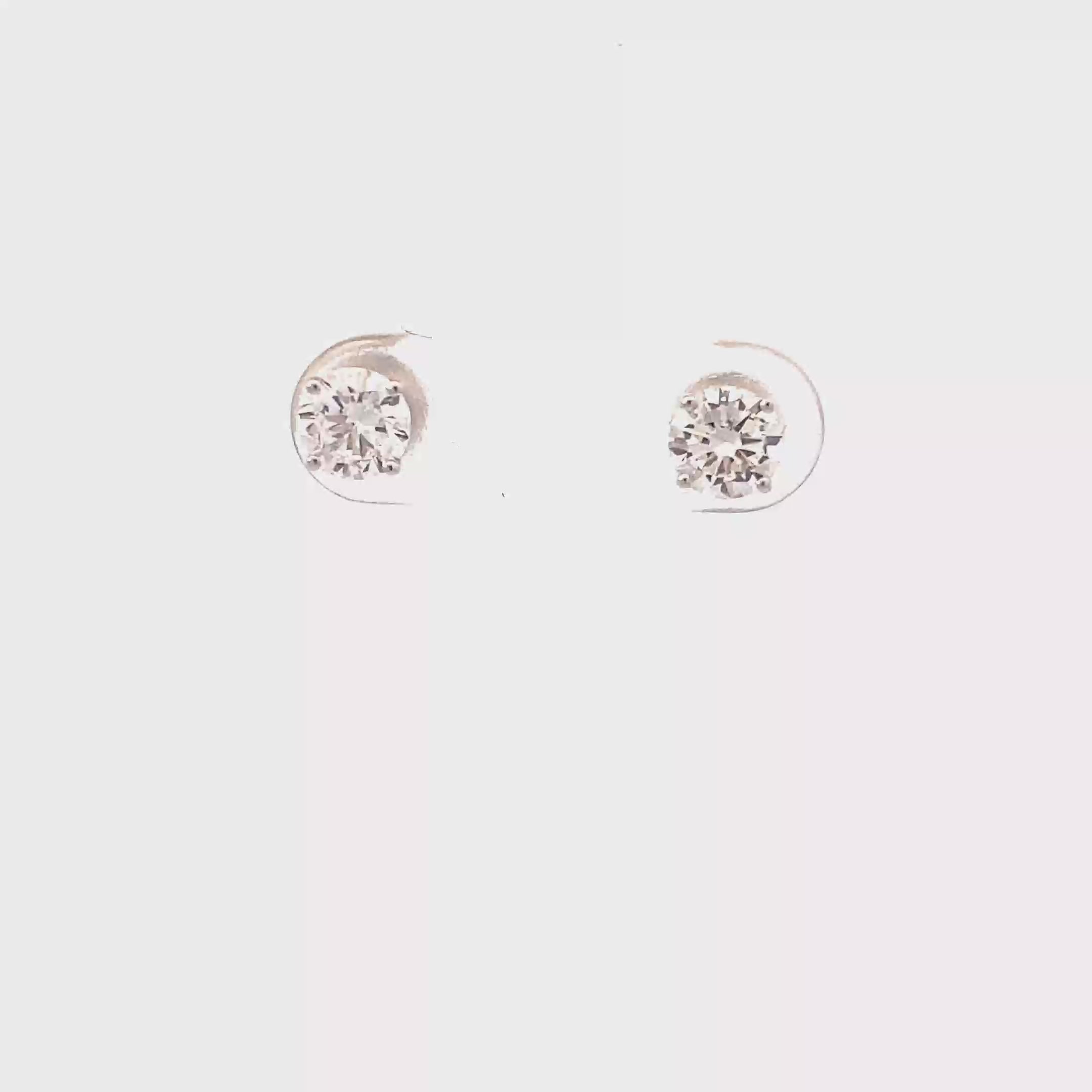 New 14K White Gold Lab Diamond Solitaire Earrings