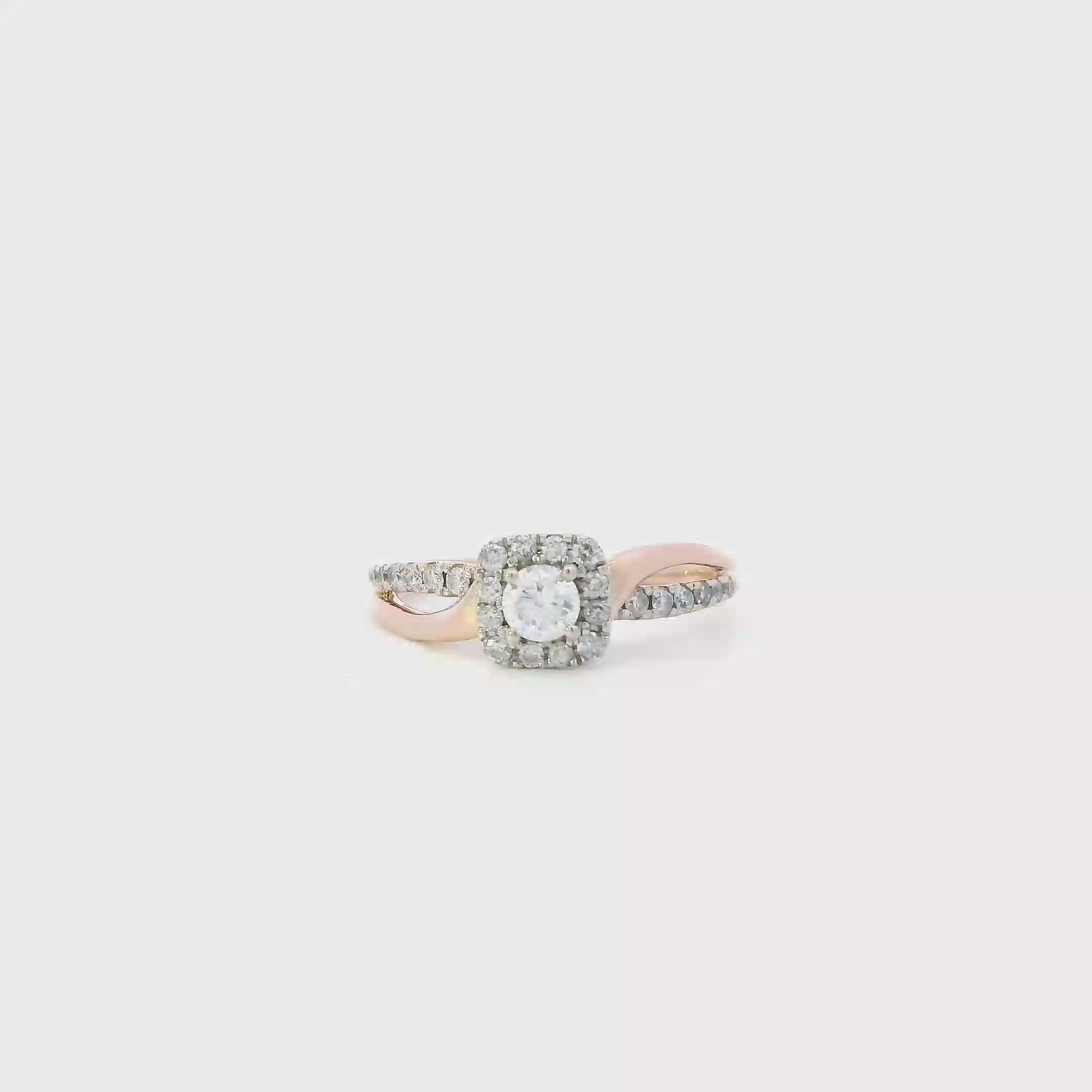 14K Rose Gold Diamond Womens Ring - 0.57ct