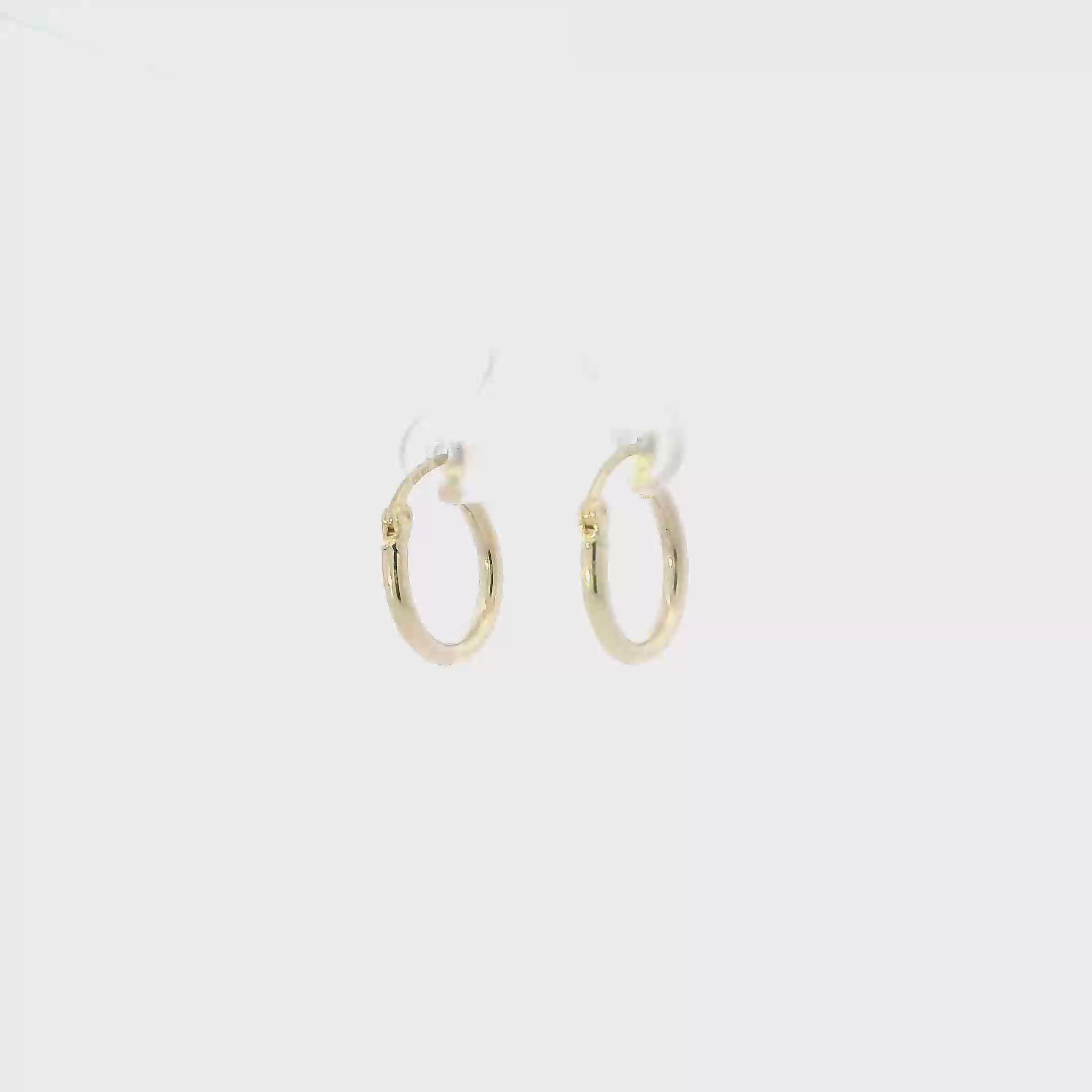 14K Yellow Gold Hollow Tube Hoop Earrings