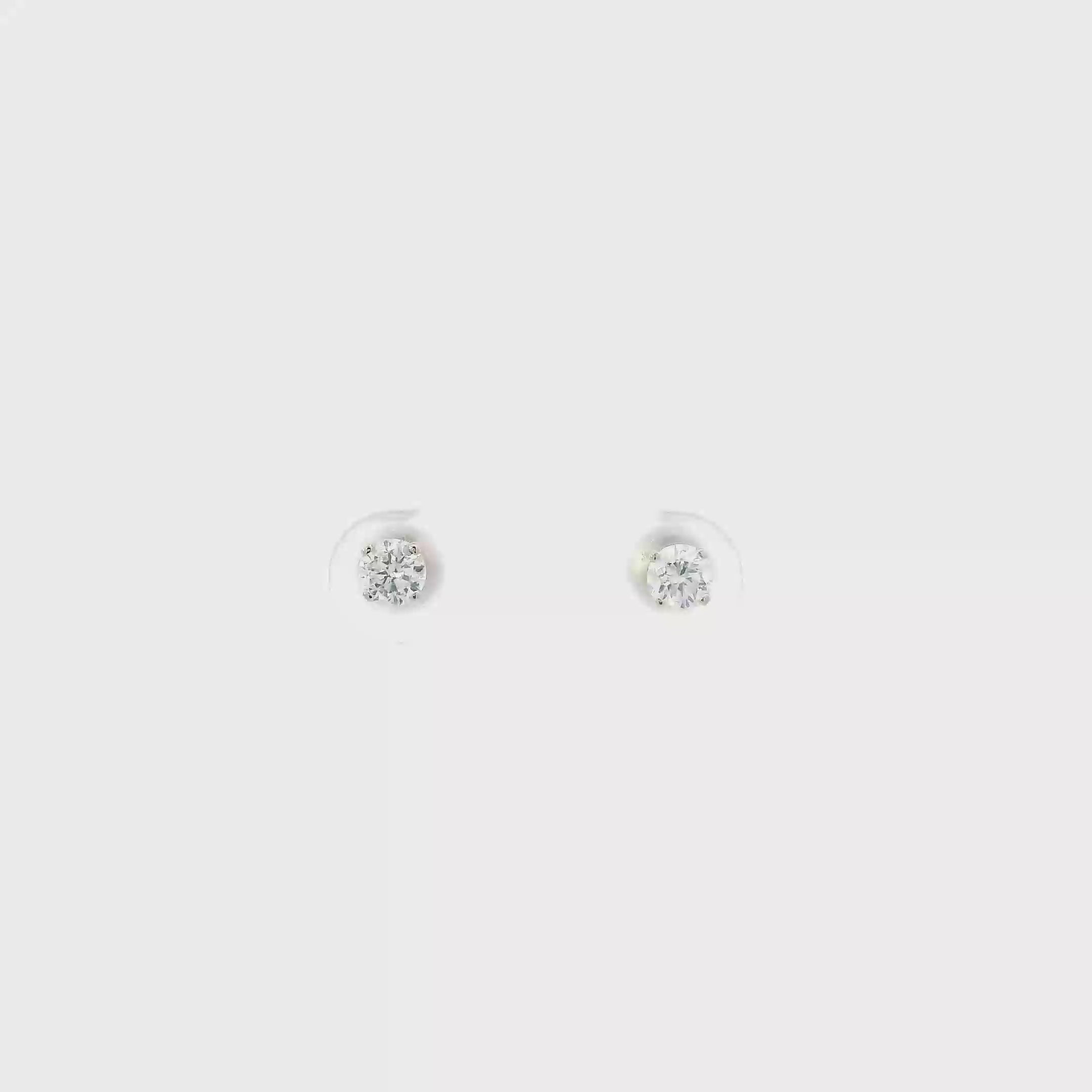 14K Yellow Gold Diamond Solitaire Screw Back Earrings-0.48ct