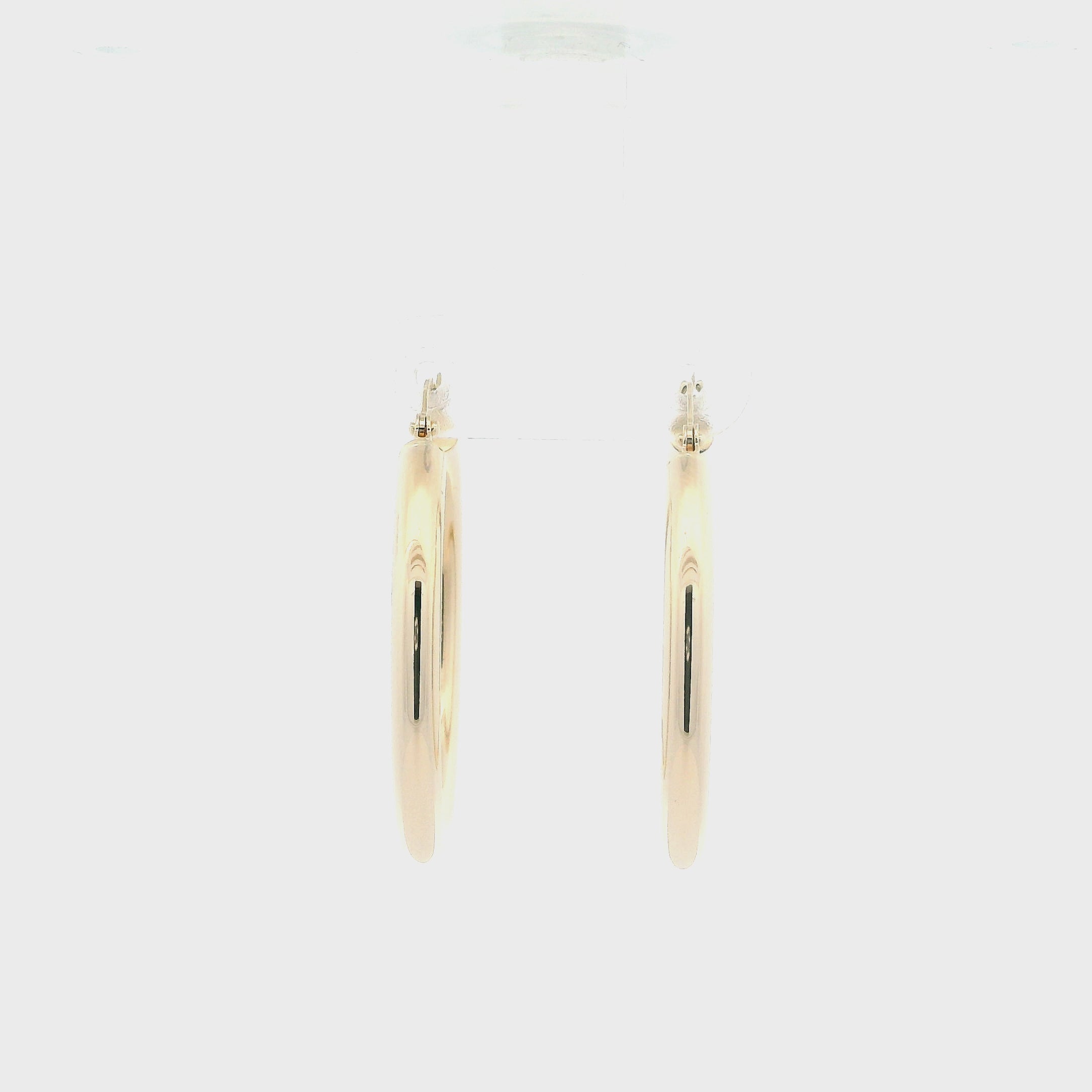 14K Yellow Gold Tube Hoop Earrings