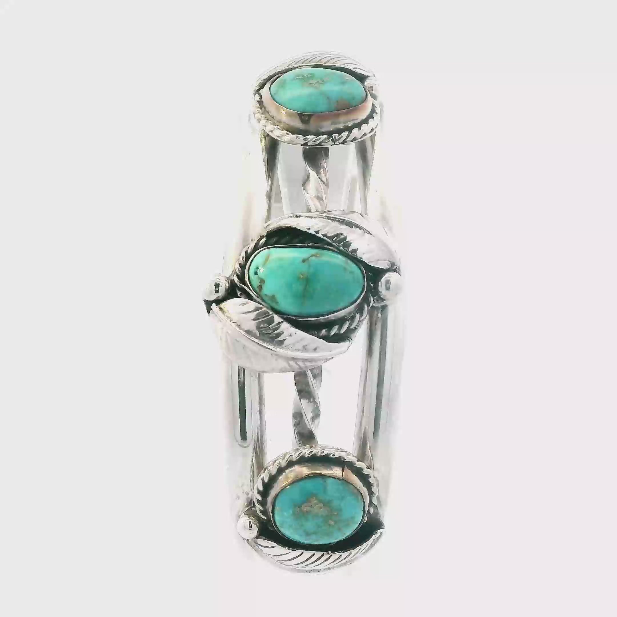 Sterling Silver Native American Turquoise Stones Bracelet
