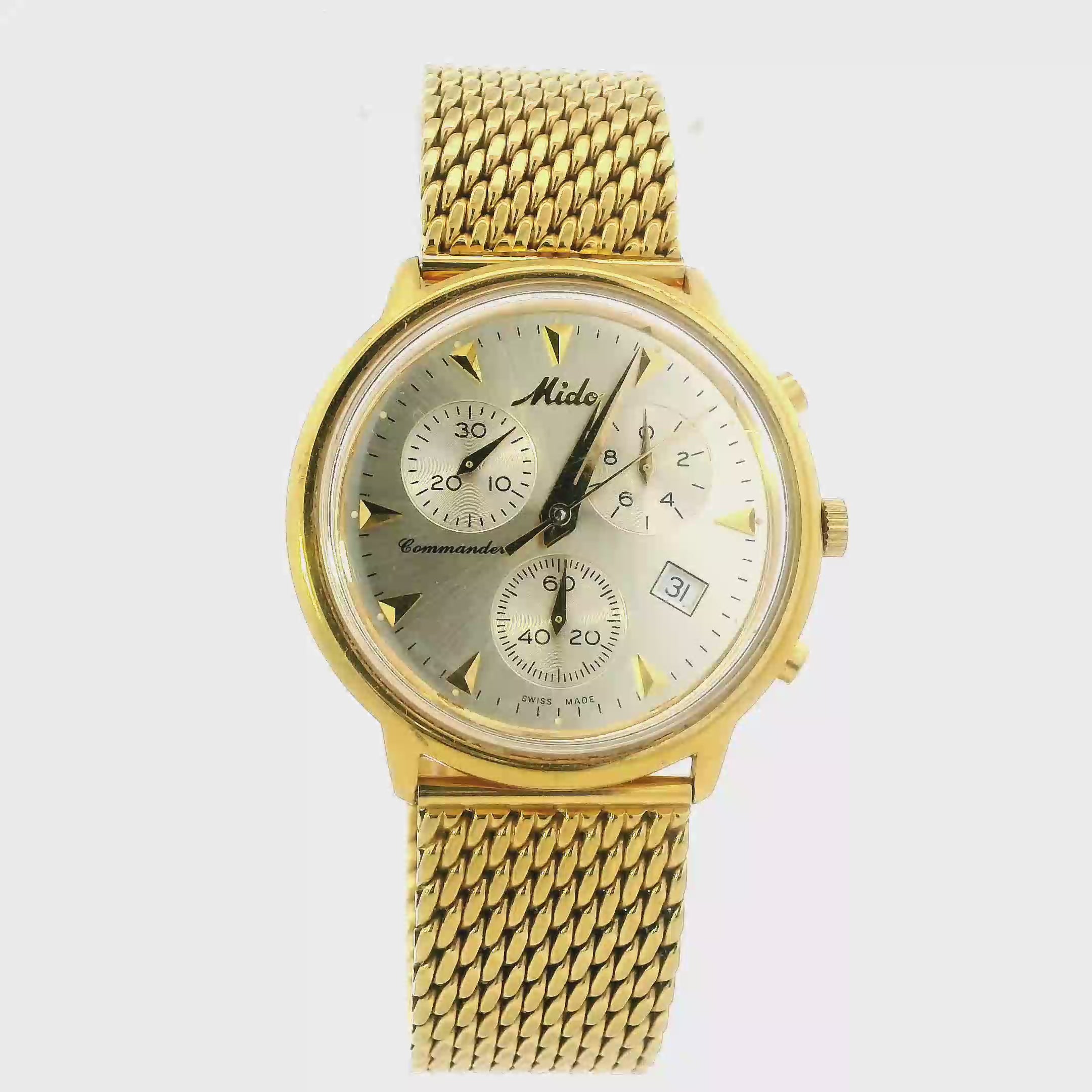 Mido Ocean Star Commander Gold Tone Mens Wristwatch - 8435