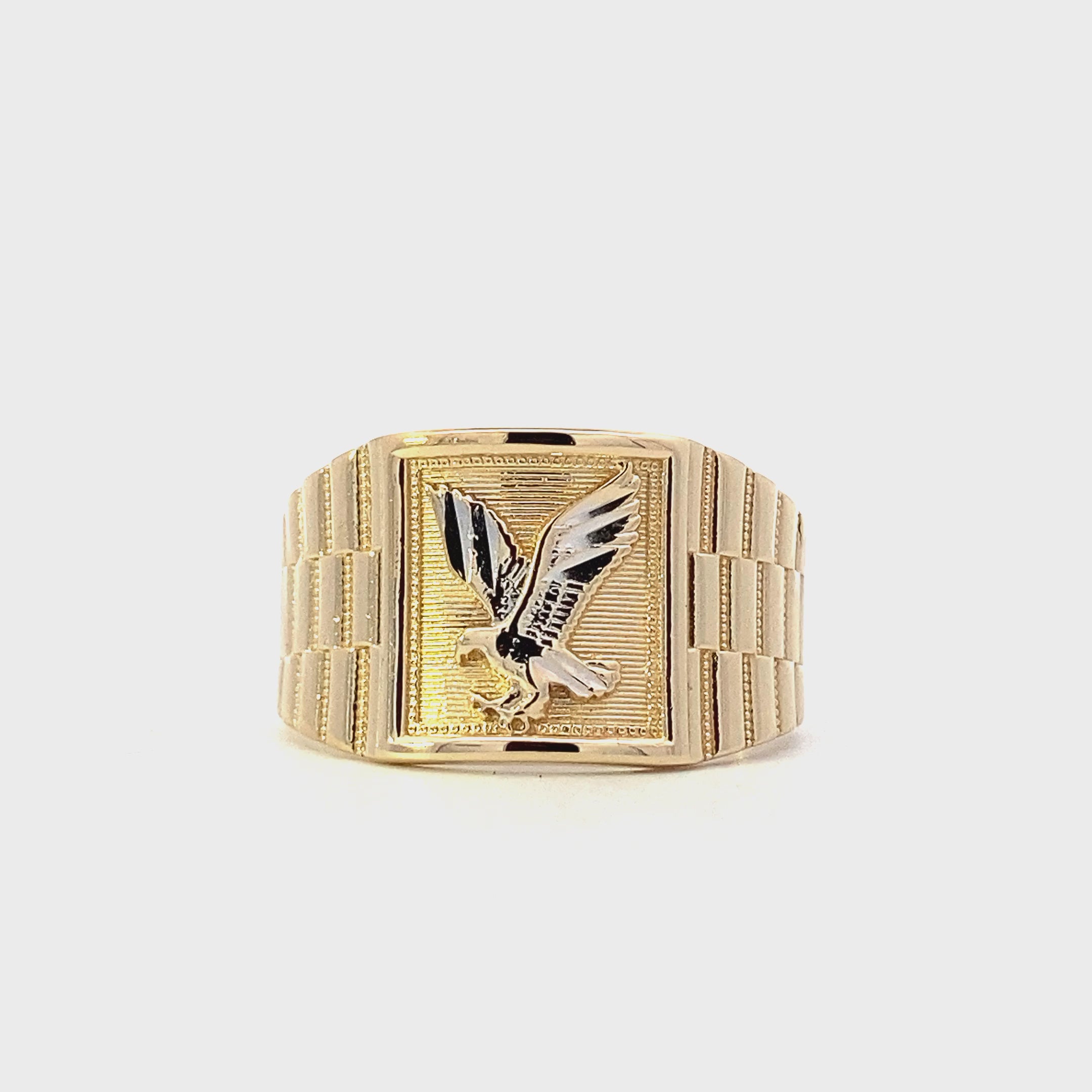 14K Yellow & White Gold Eagle Rolex Ring