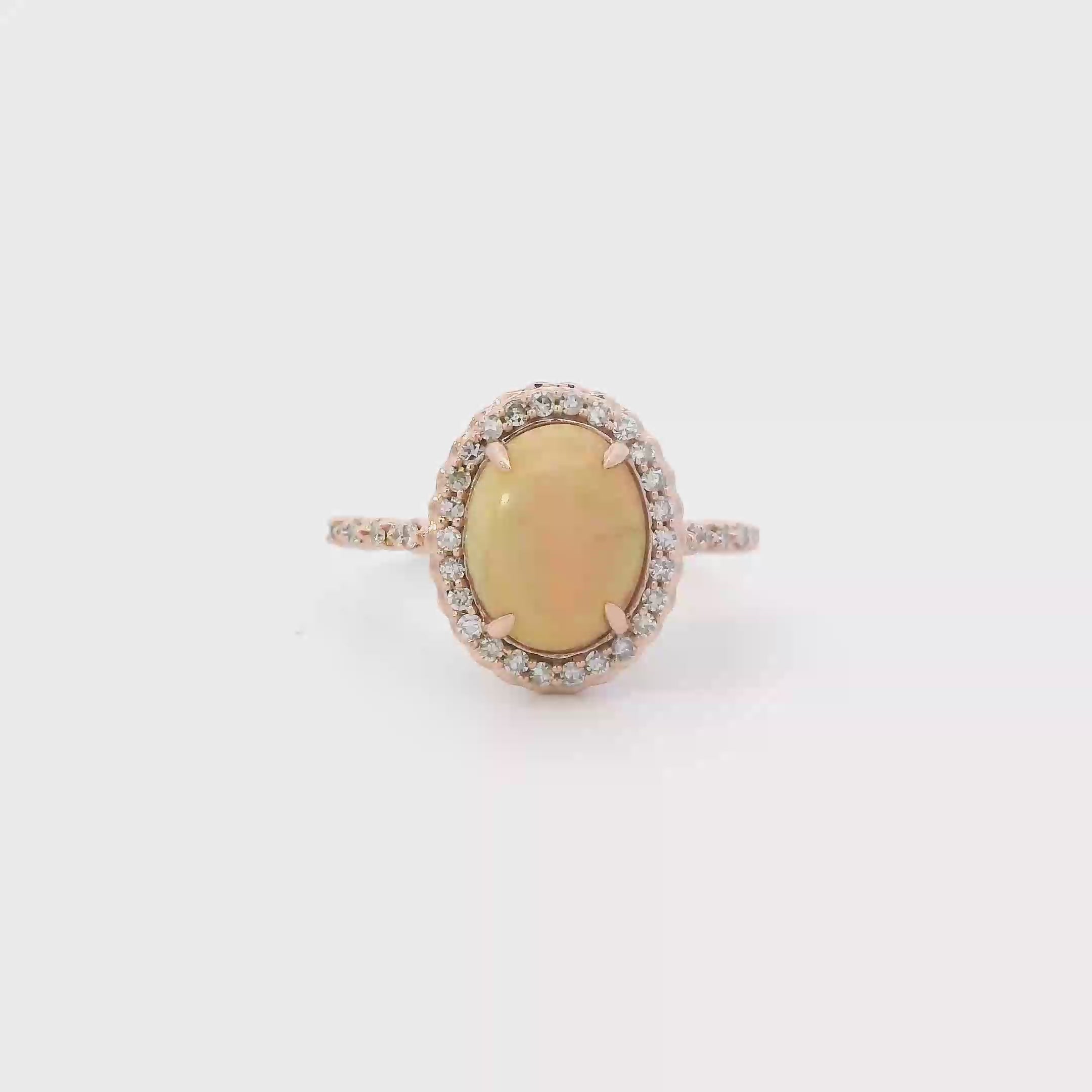 10K Rose Gold Opal & Diamonds Womens Ring - 0.25ct