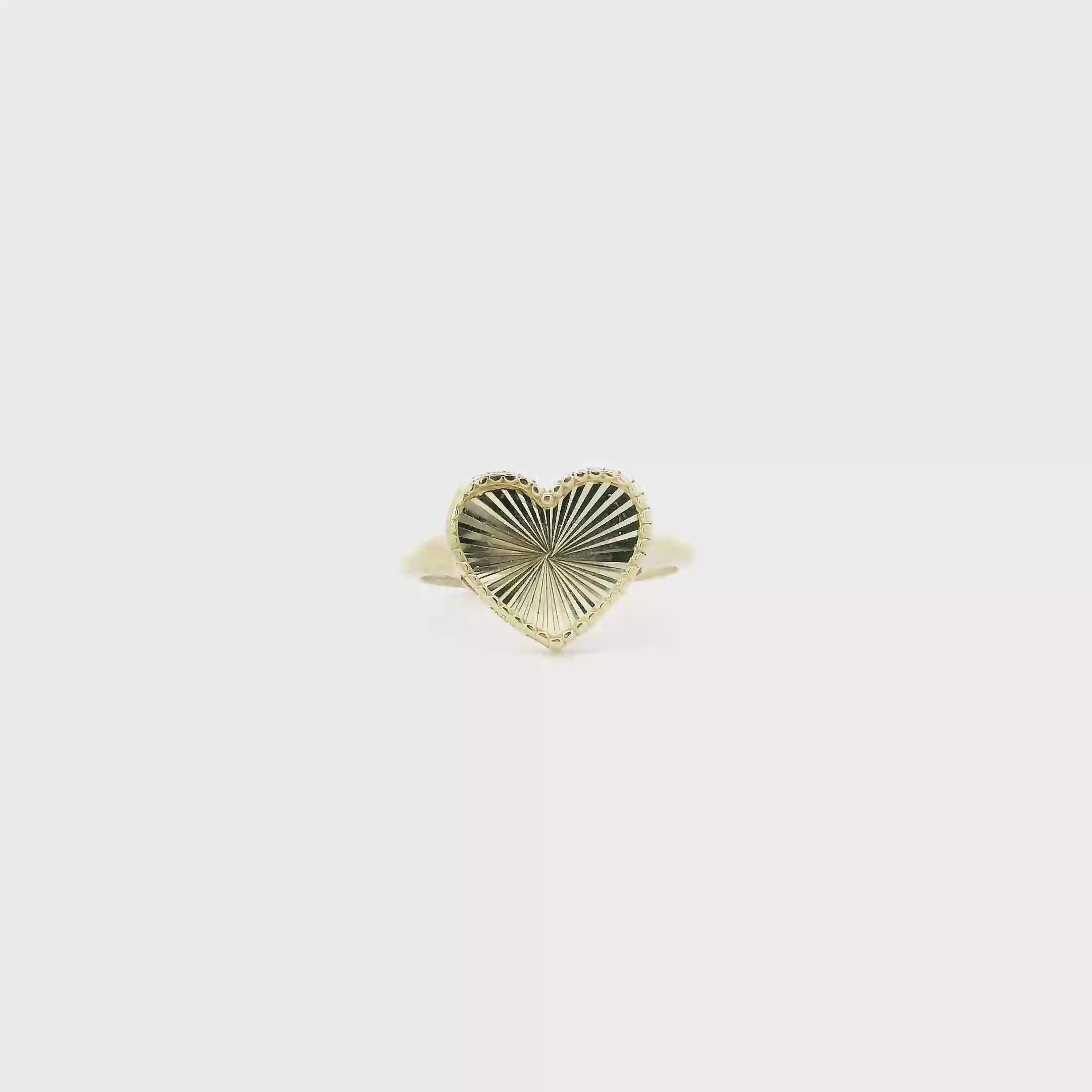 10K Yellow Gold Diamond Cut Heart Womens Ring