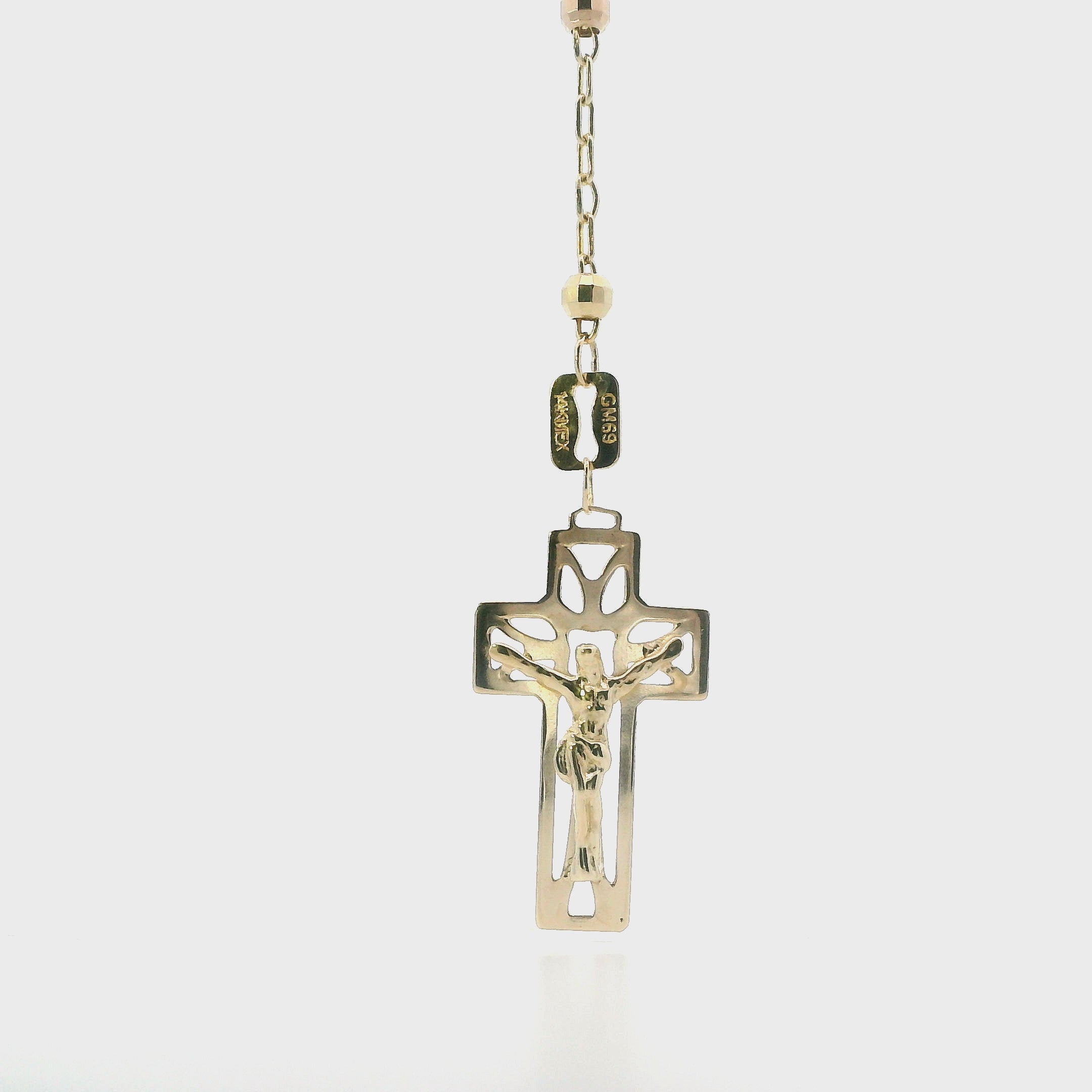 14K Tri-Color Gold Rosary Necklace
