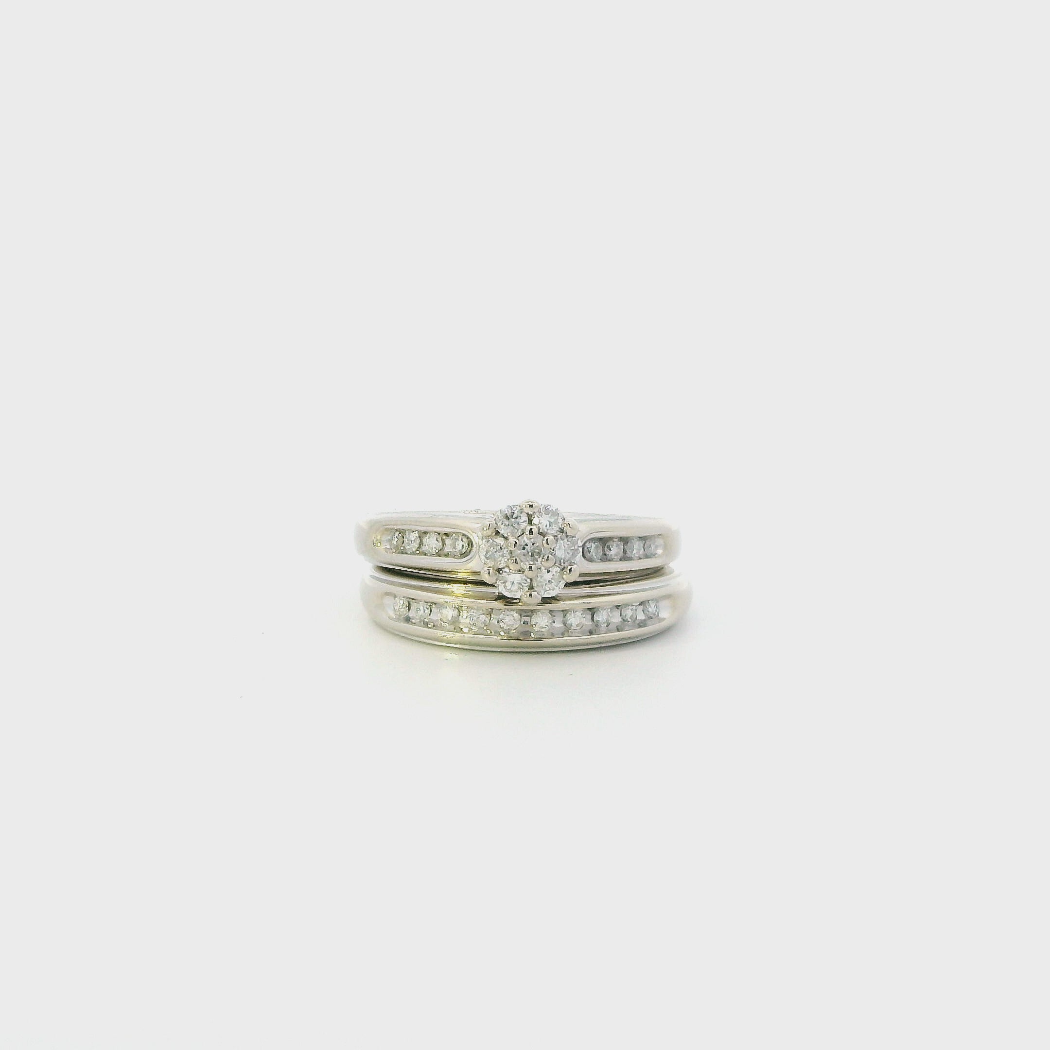 14K White Gold Diamond Womens Engagement & Wedding 'Keepsake' Ring Set - 0.39ct