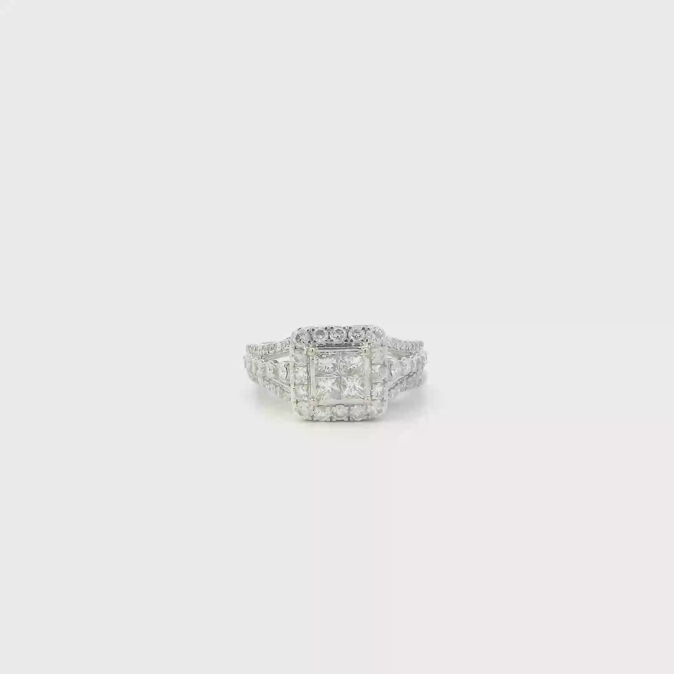 14K White Gold Diamond Women's Engagement & Wedding Ring Set  -1.26ct