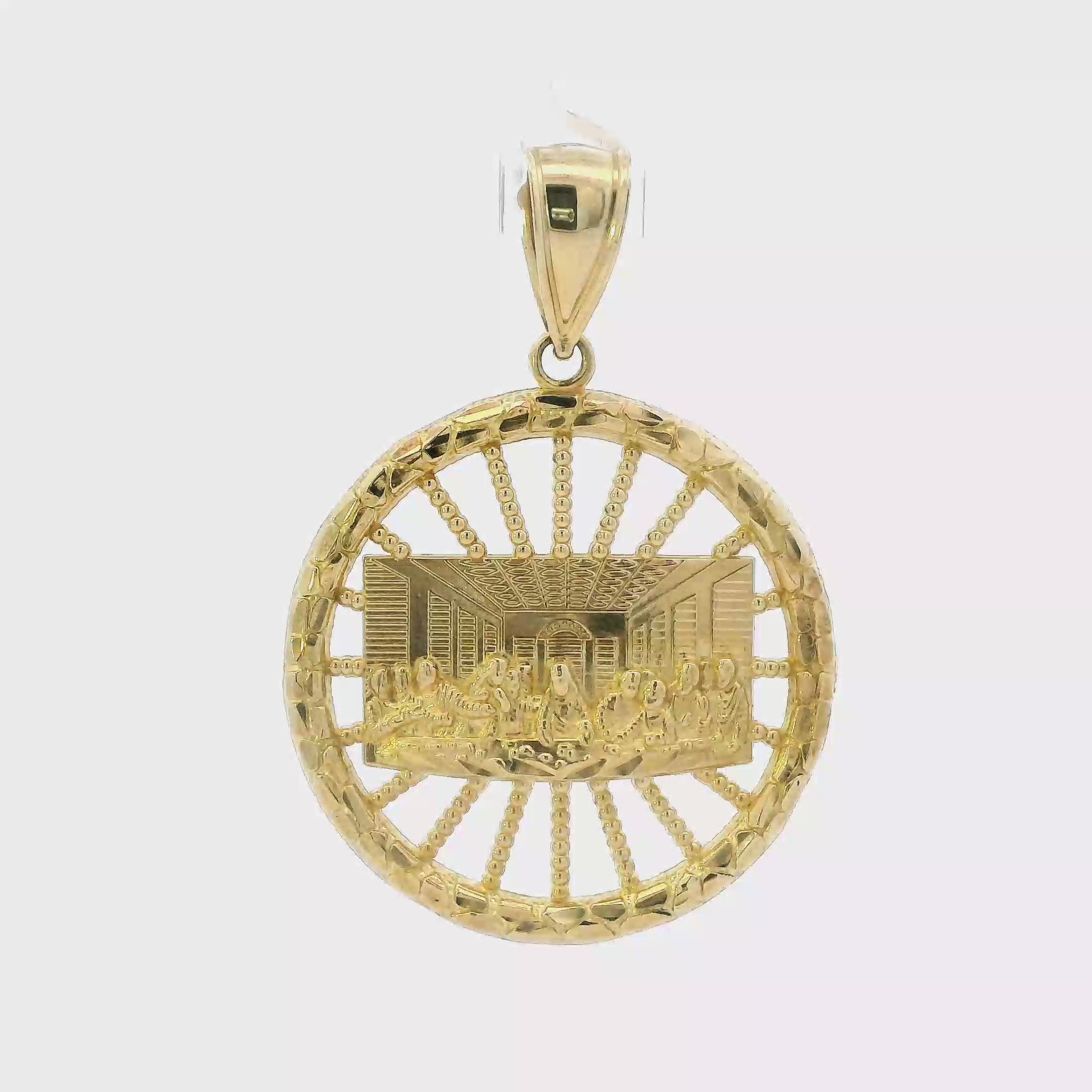 10K Yellow Gold Nugget Last Supper Pendant