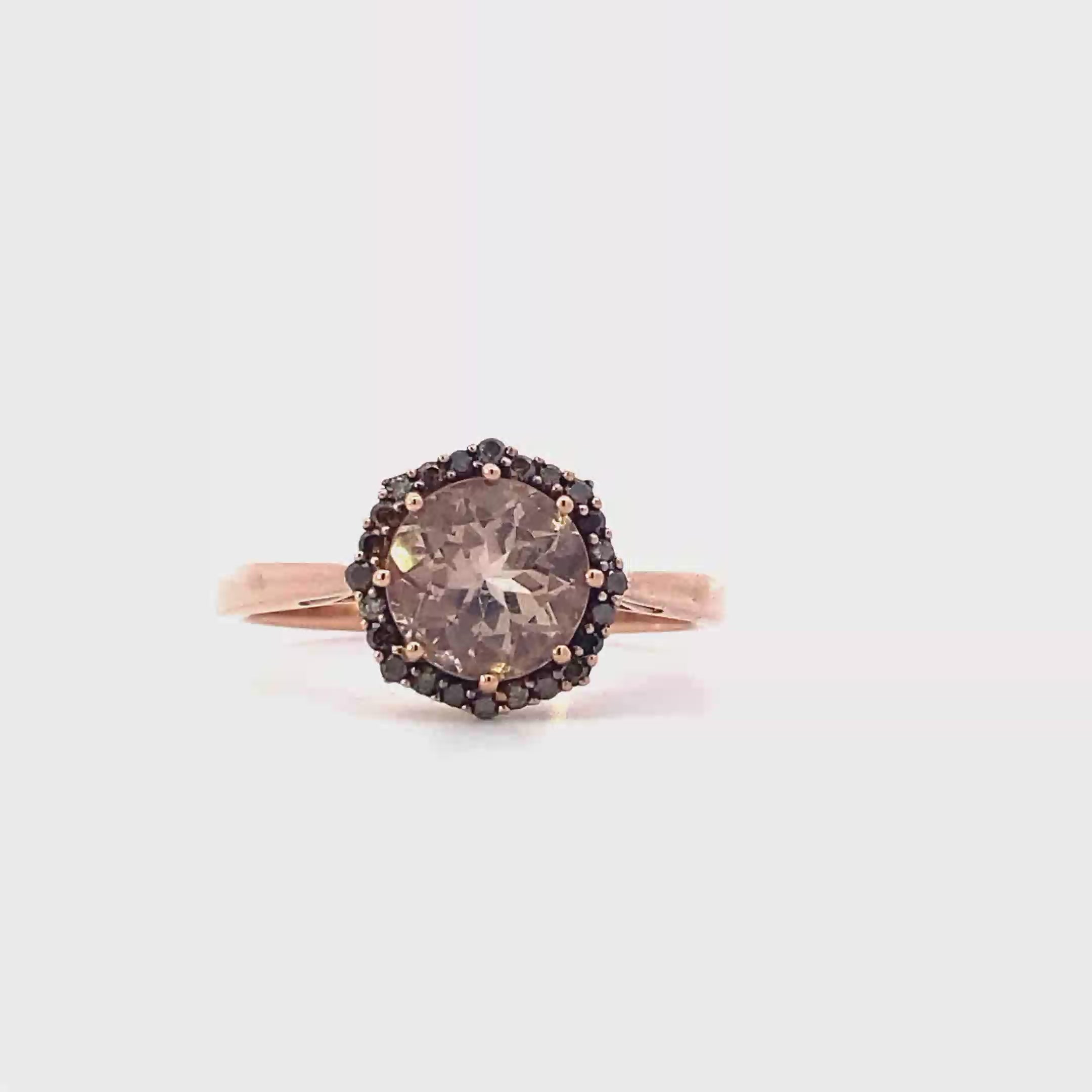 10K Rose Gold Diamond & Morganite Women's Ring - 0.09ct