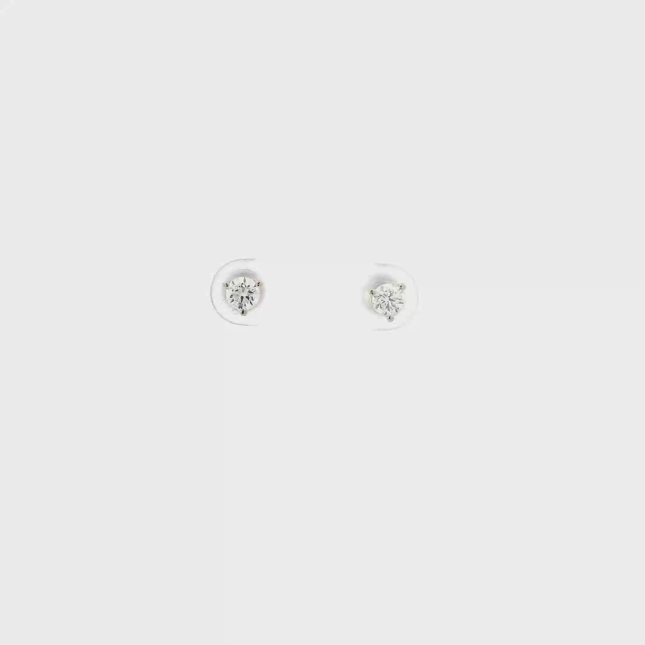 14K White Gold Diamond Solitaire Screwback Earrings- 0.41ct