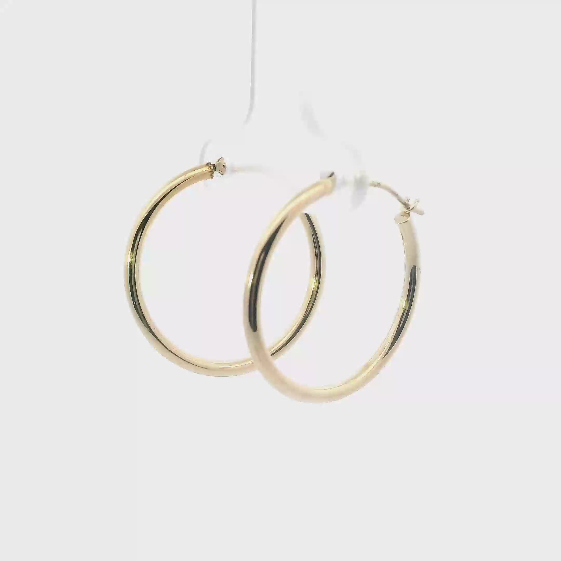 14K Yellow Gold Tube Hoop Earrings