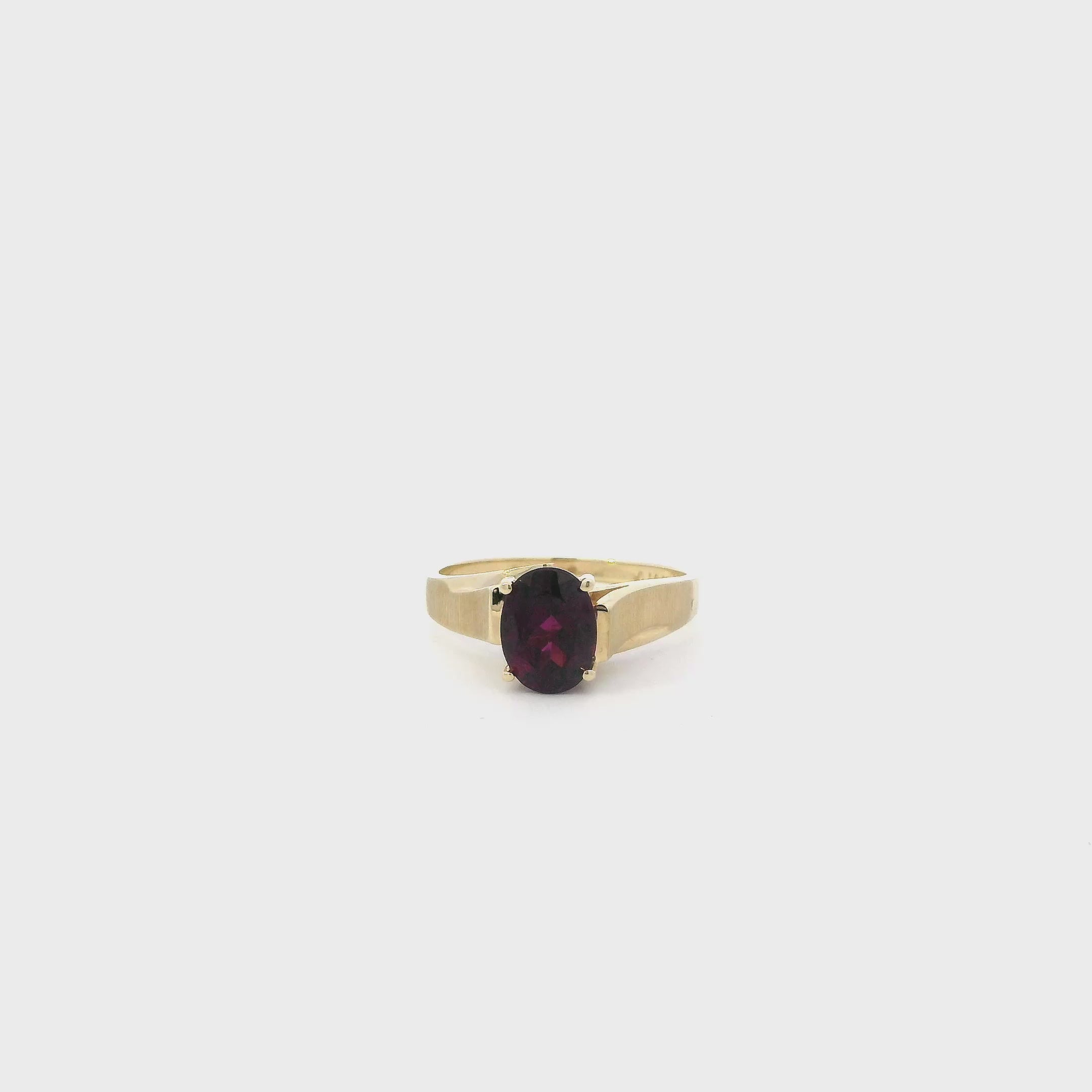 10K Yellow Gold Rhodolite Garnet Womens Ring