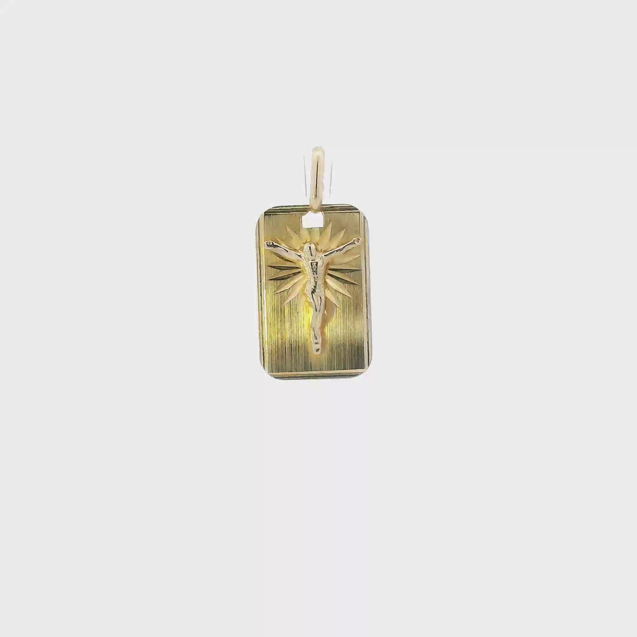 14K Yellow Gold Rectangle Religious Pendant