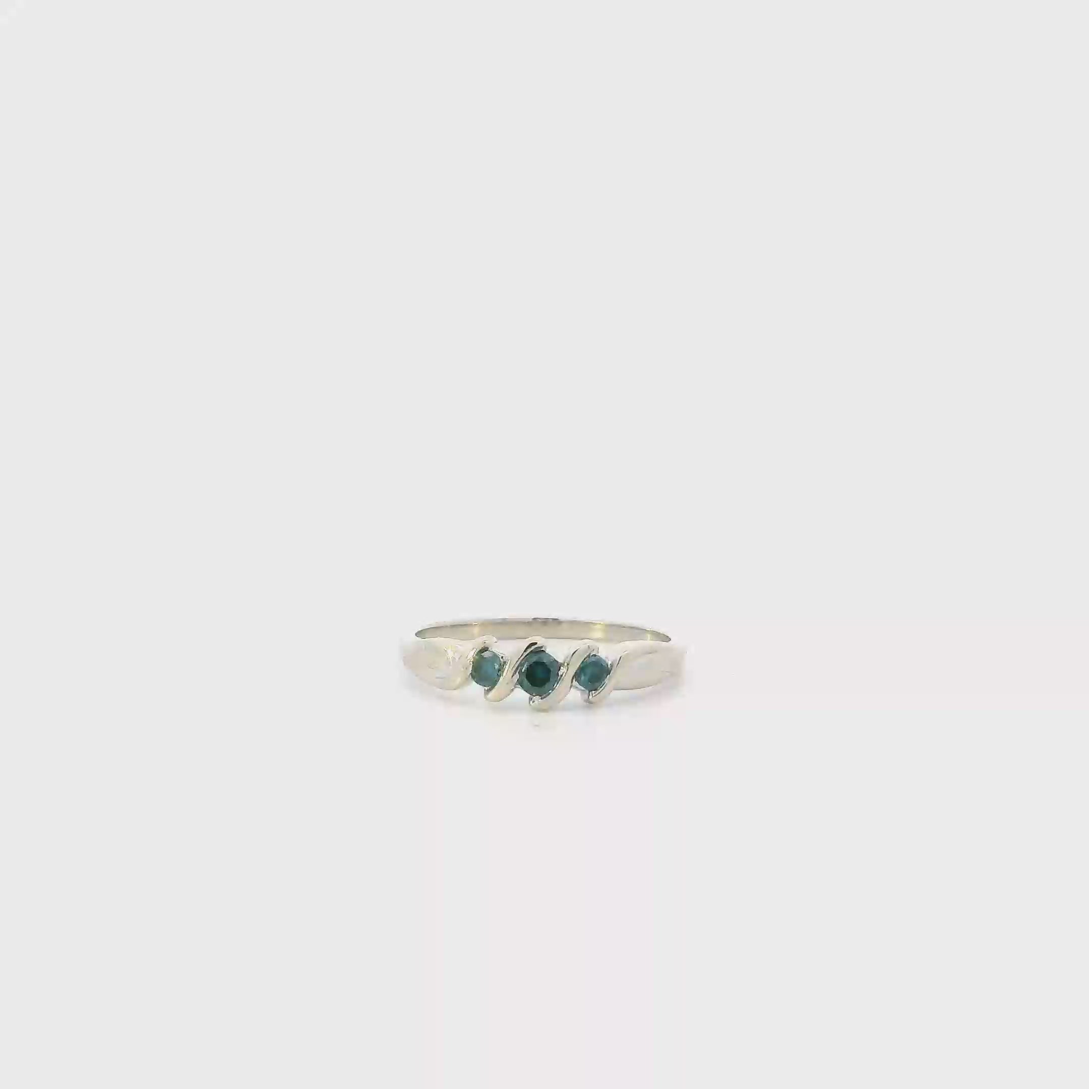 14K White Gold Blue Diamond Womens Ring - 0.24ct