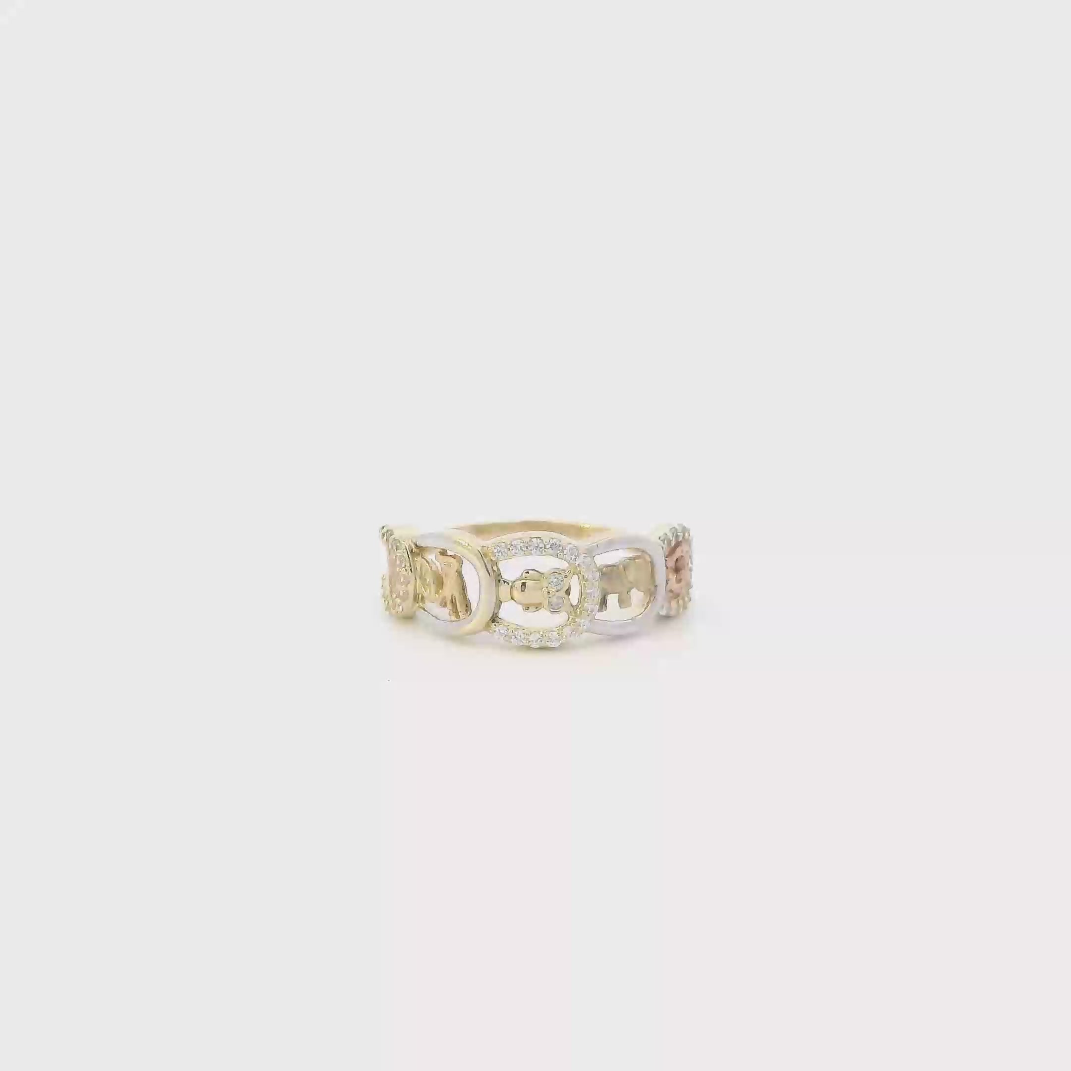 14K Yellow Gold Cz Lucky Symbols Women's Ring