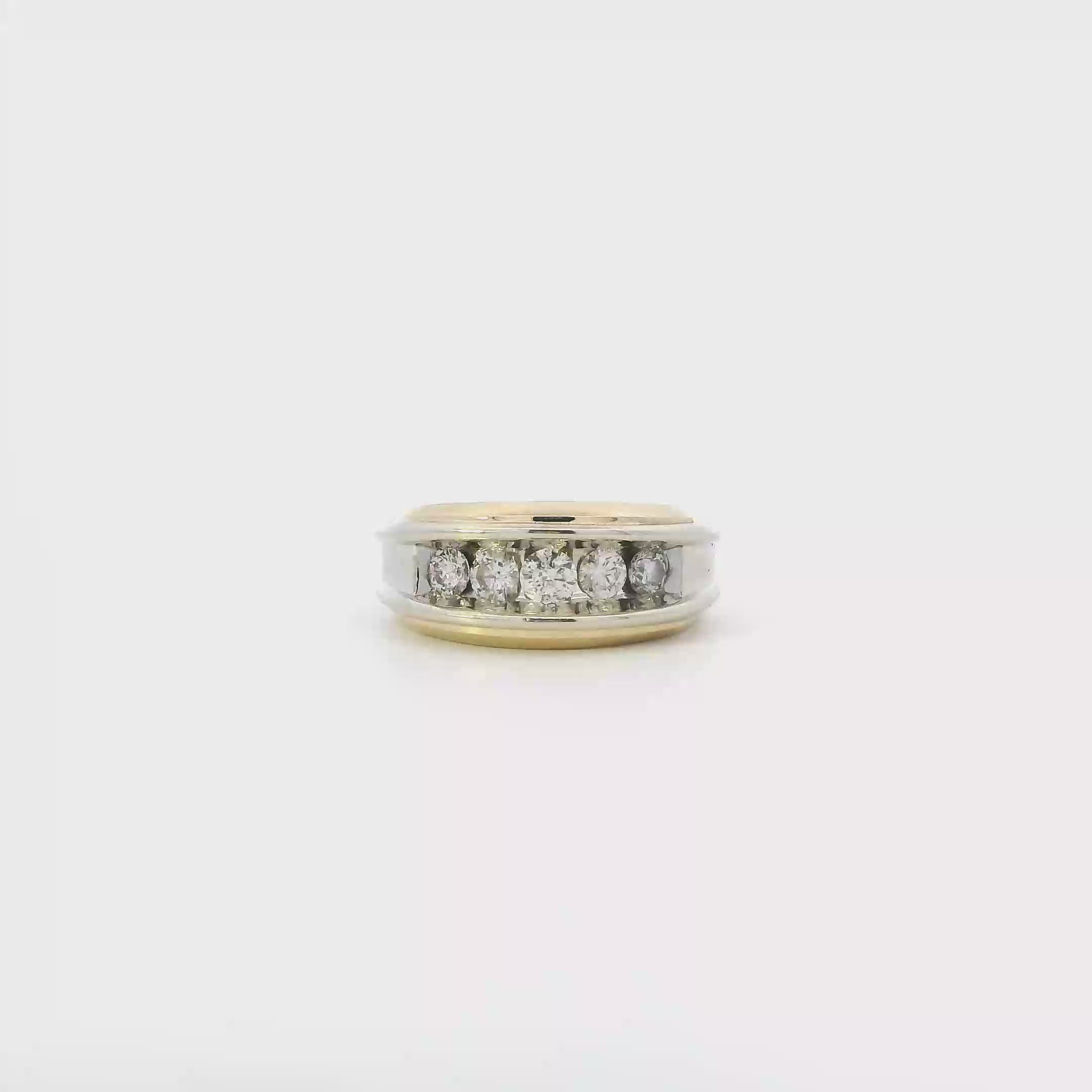 10K Yellow Gold Diamond Mens Ring - 0.81ct