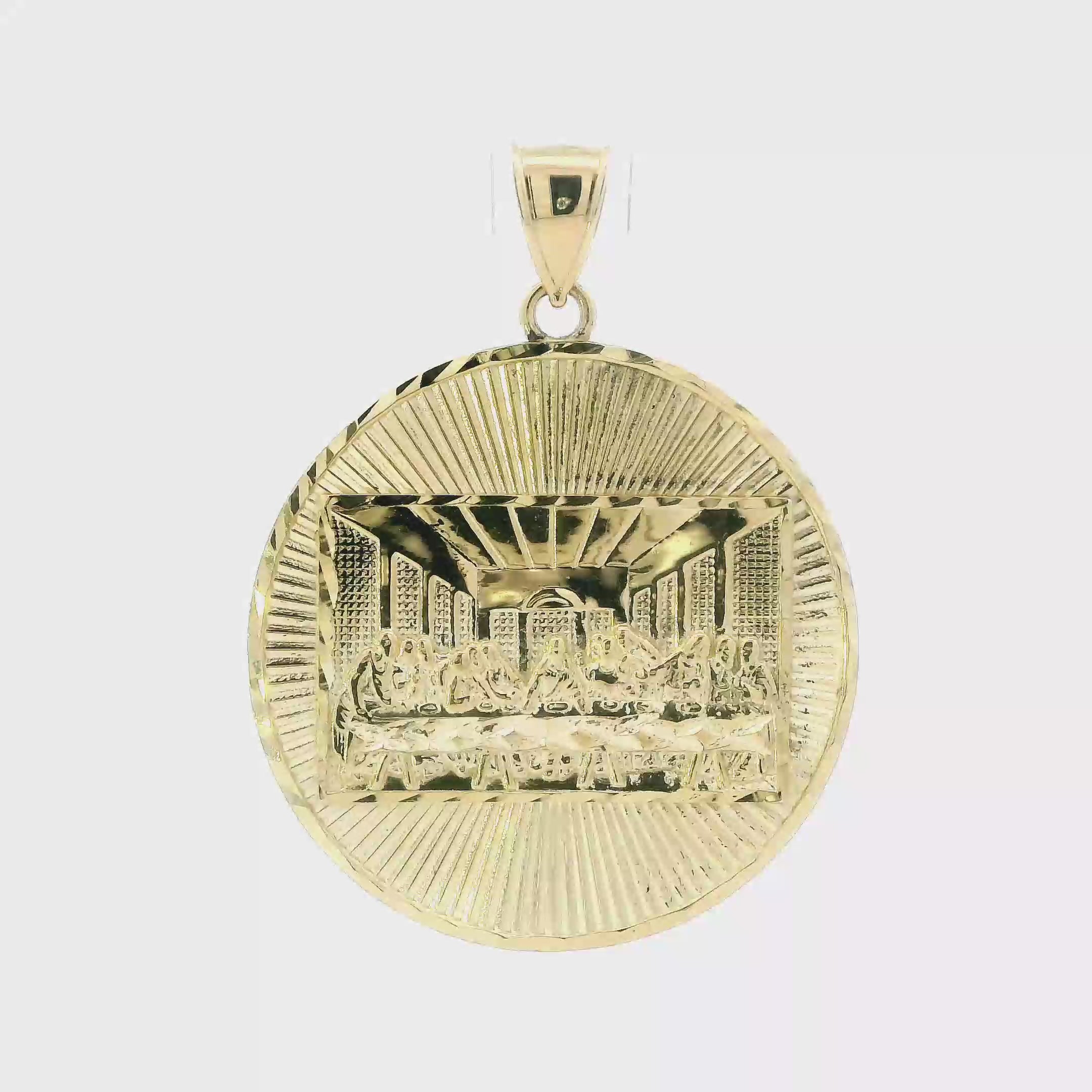 10K Yellow Gold Diamond Cut Last Supper Pendant