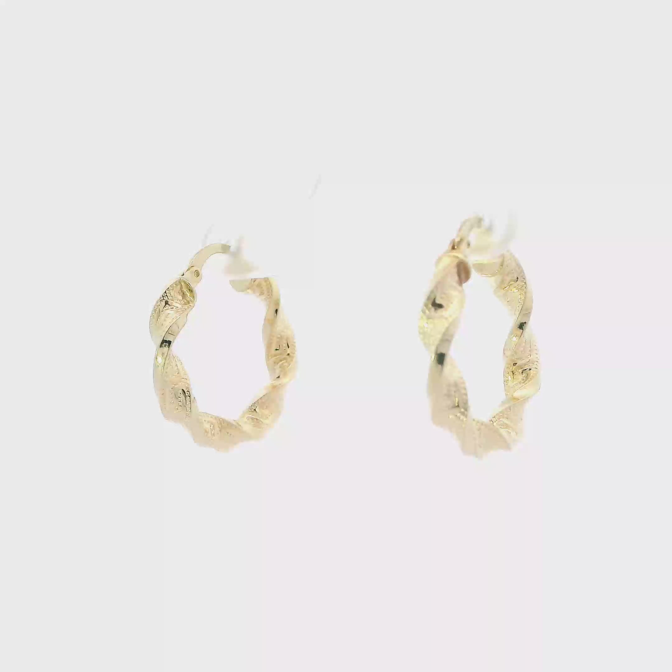 14K Yellow Gold Twisted Greek Design Hoop Earrings