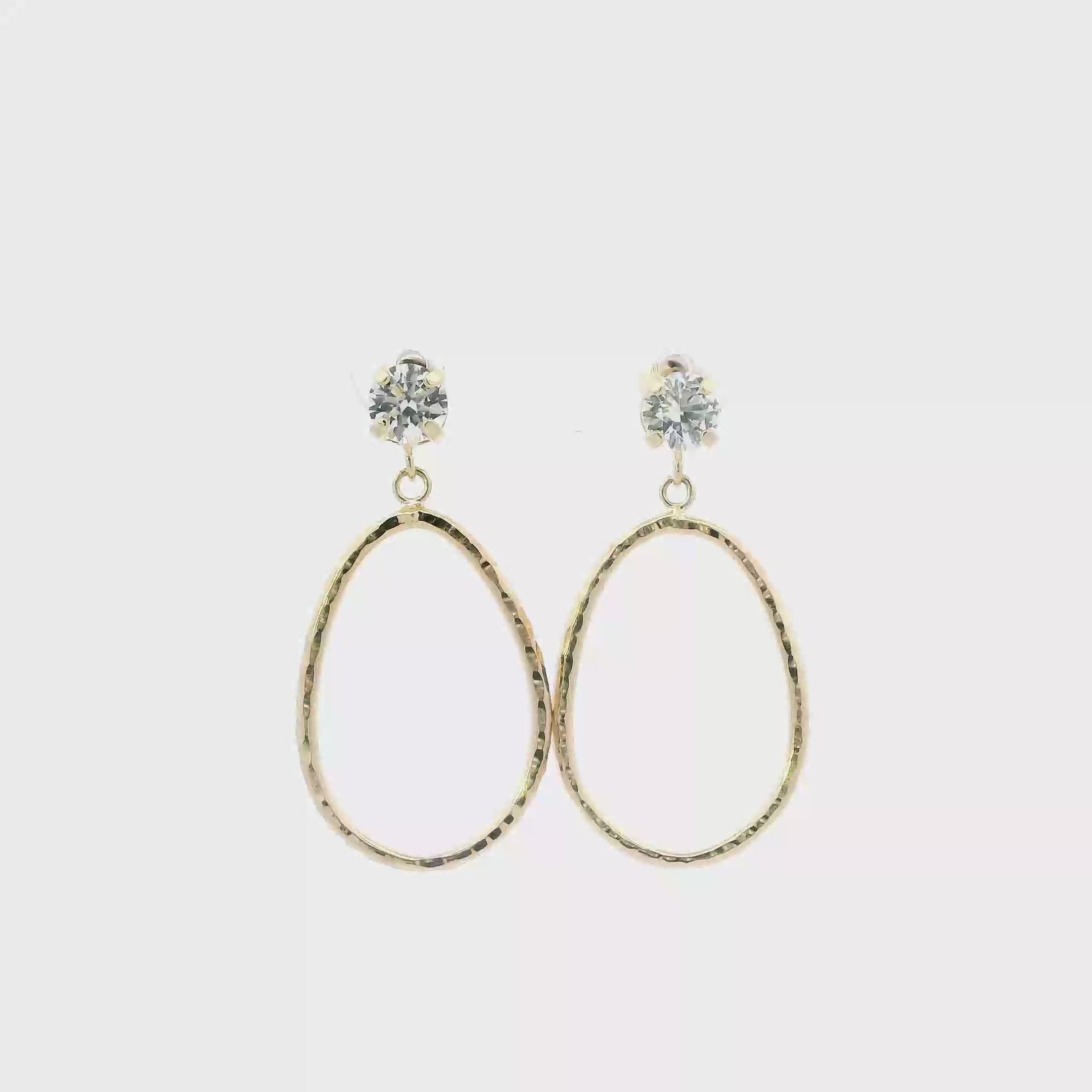 10K Yellow Gold Dangle Hoop Earrings