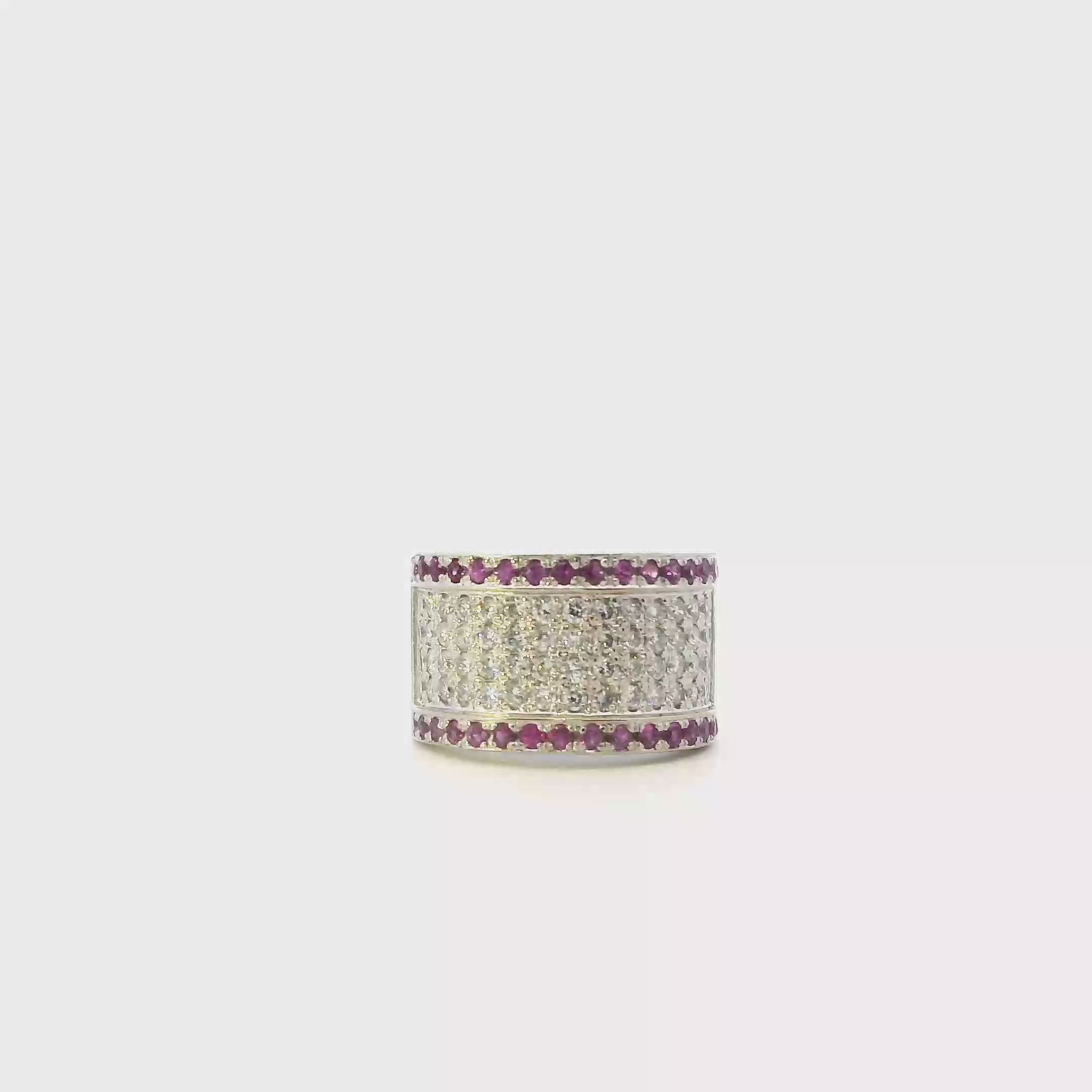 14K White Gold Diamond & Pink Sapphire Ring -1.13ct