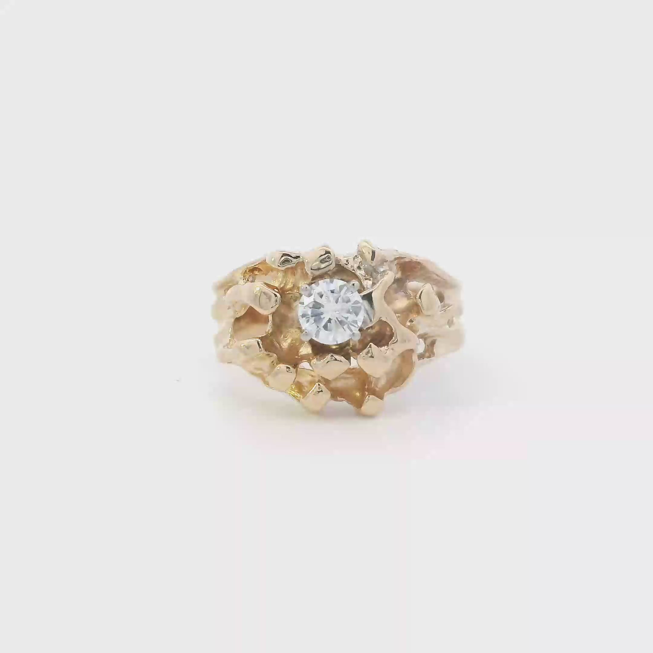 14K Yellow Gold Diamond Nugget Womens Ring - 0.36ct