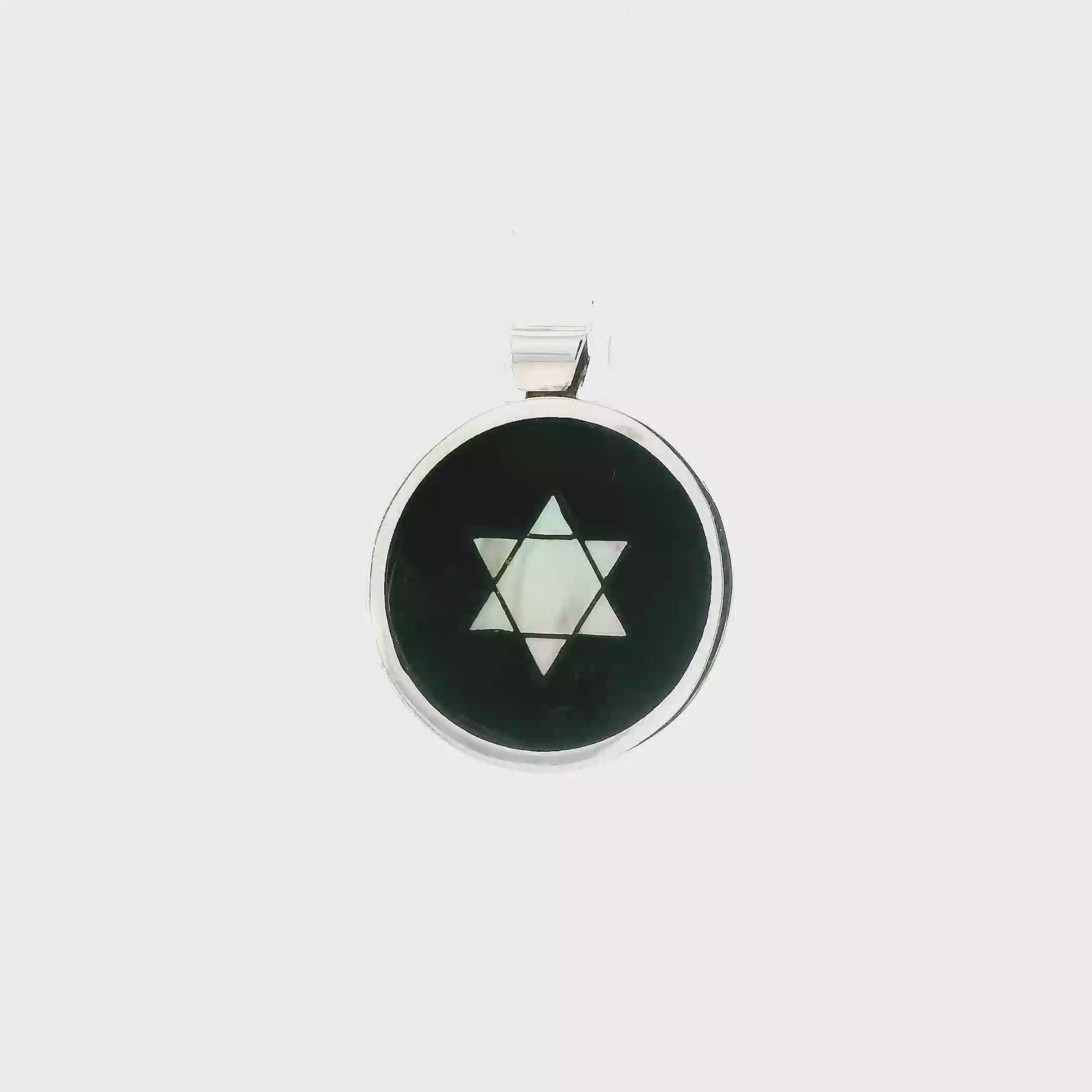 Silver Moon Star Of David Pendant