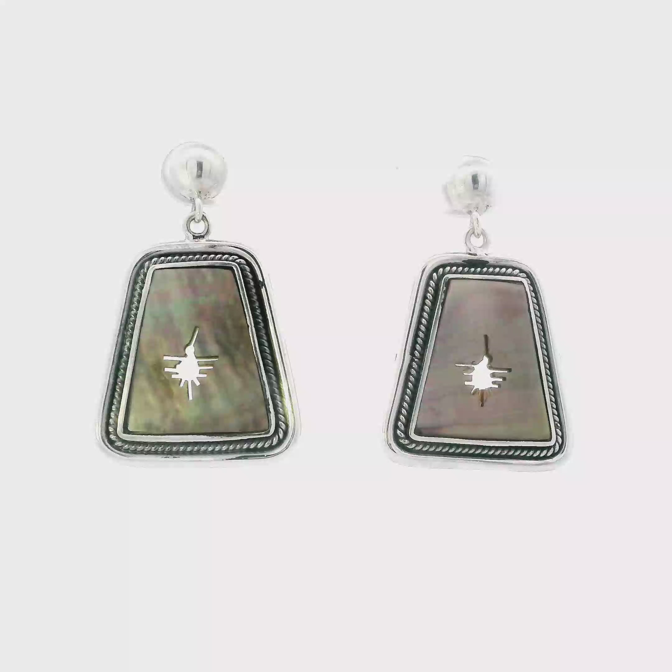 Vintage Silver Trapezoidal Design  Dangle Earrings