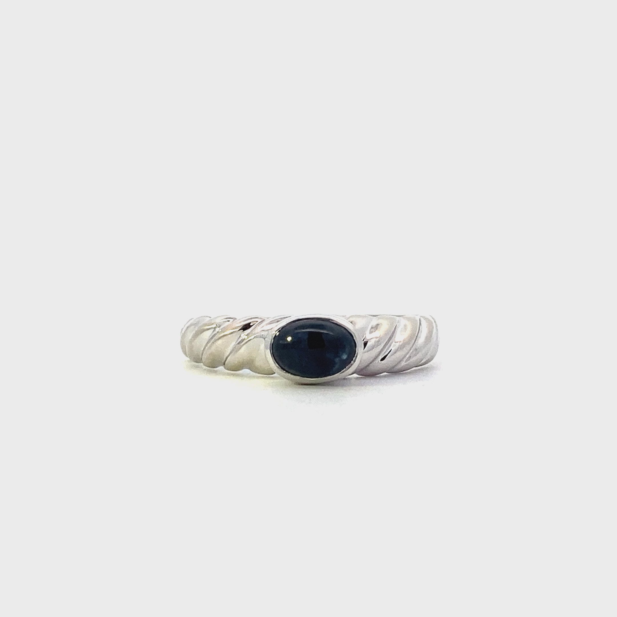 10K White Gold Bezel Set Blue Sapphire Ring