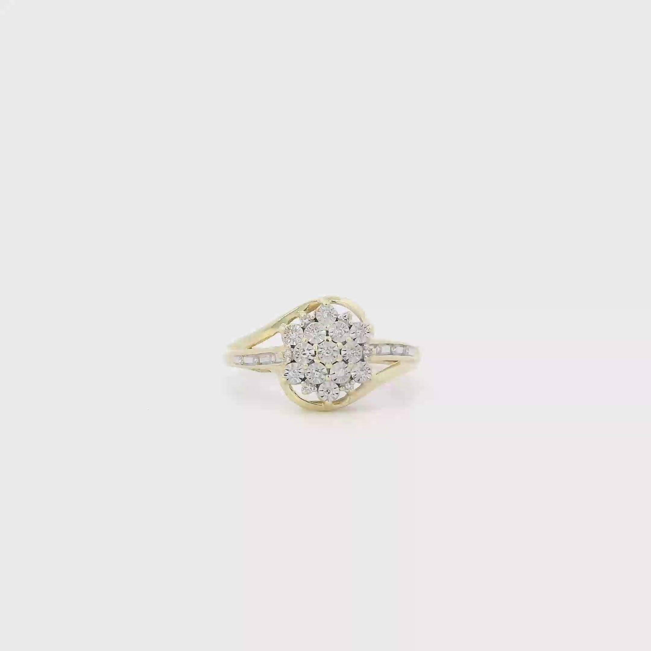 10K White & Yellow Gold Flower Ring