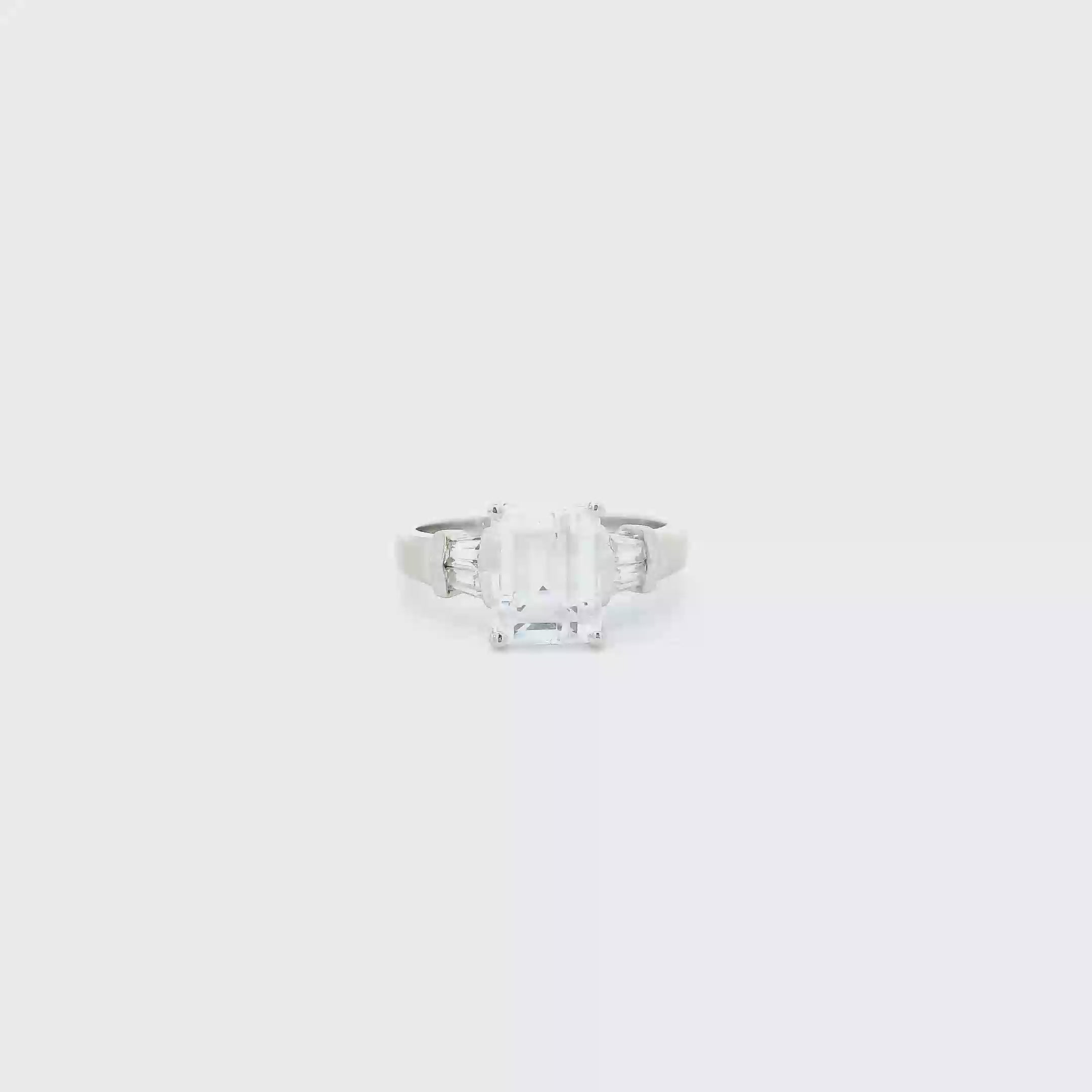 14K White Gold Cz Womens Ring
