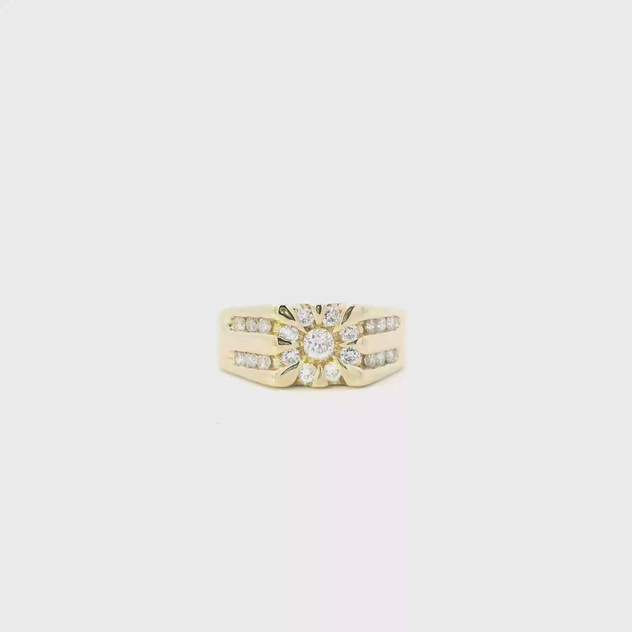14K Yellow Gold Diamond Mens Ring - 0.80ct