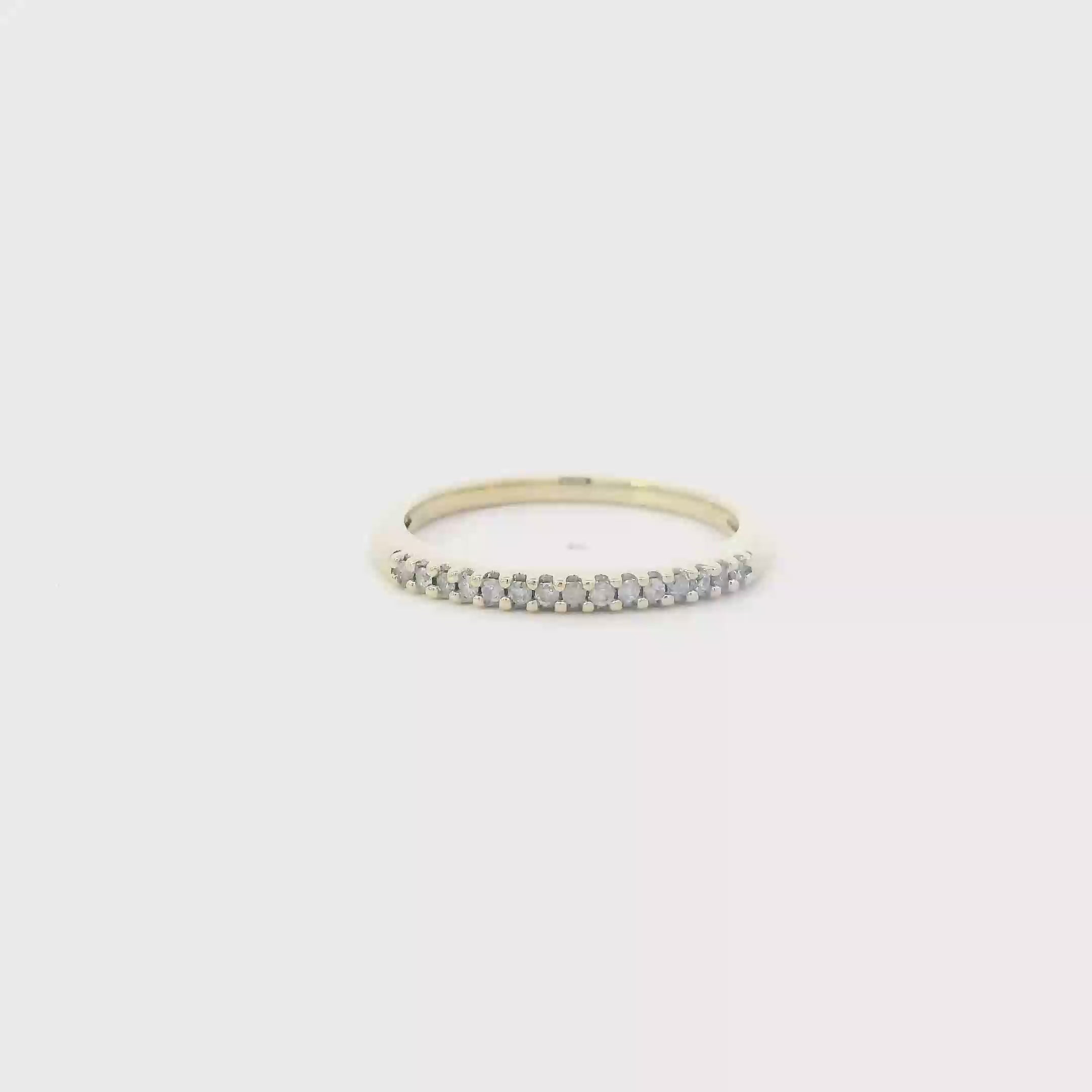 10K Yellow Gold Diamonds Womens Band Ring - 0.10ct