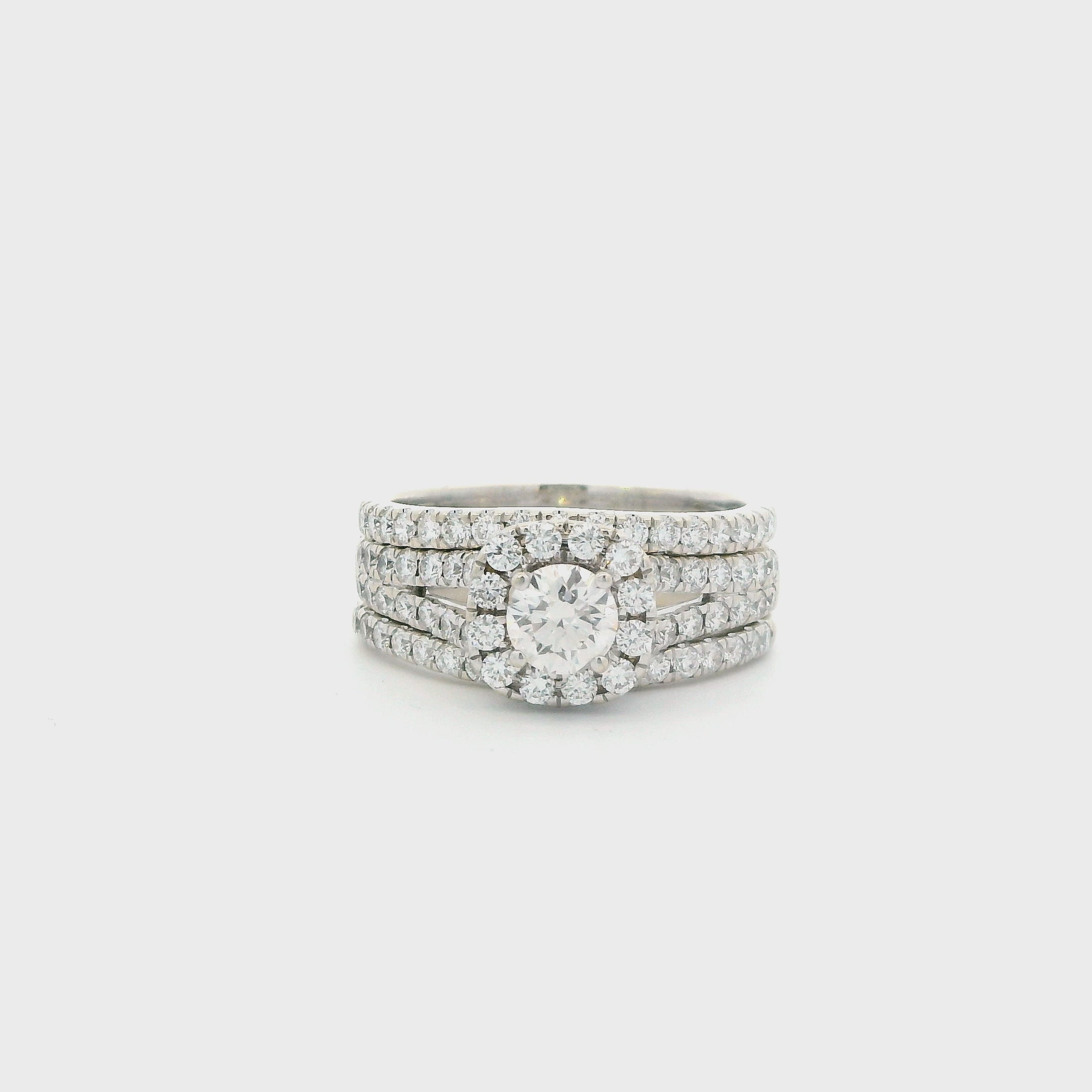 14K White Gold Lab Diamond Engagement & Wedding Ring Set - 2.08ct