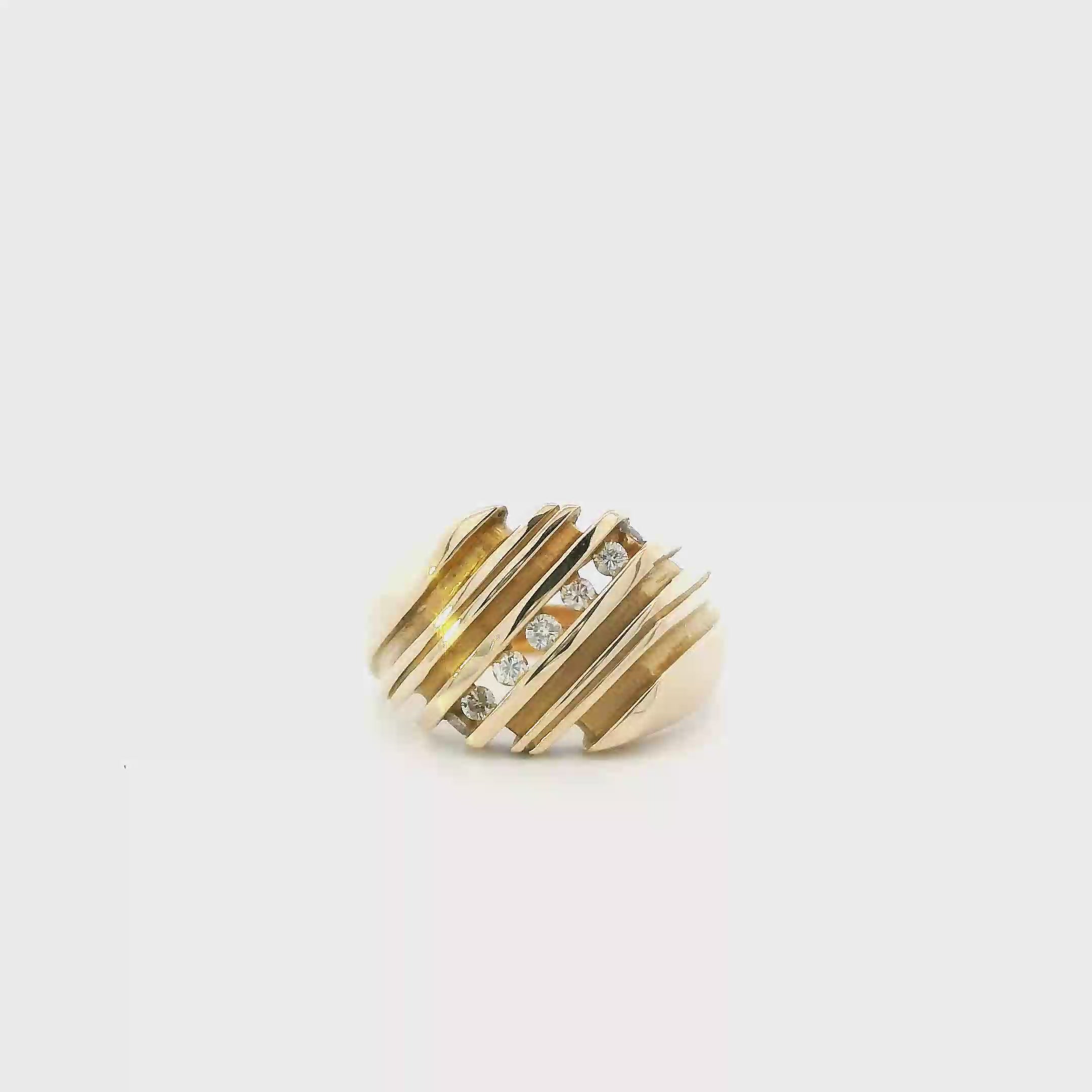 14K Yellow Gold Diamond Men's Ring - 0.32ct