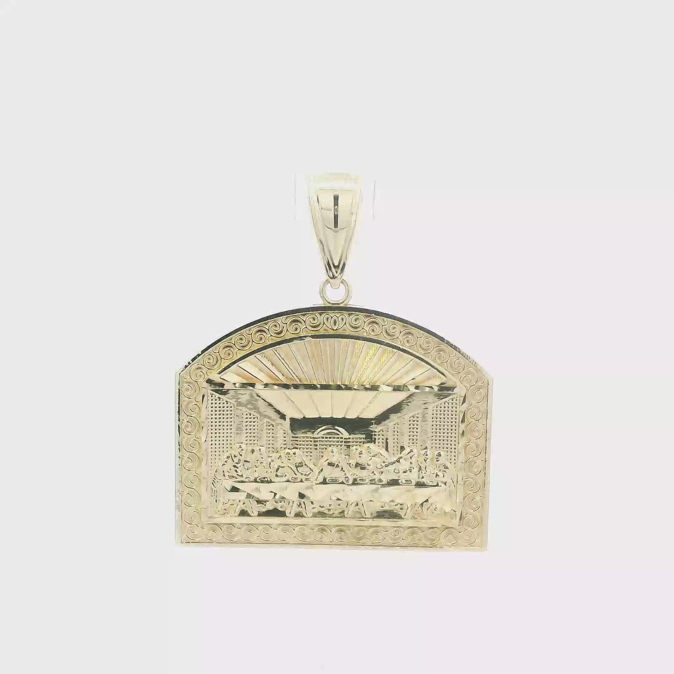 10K Yellow Gold Diamond Cut Last Supper Pendant
