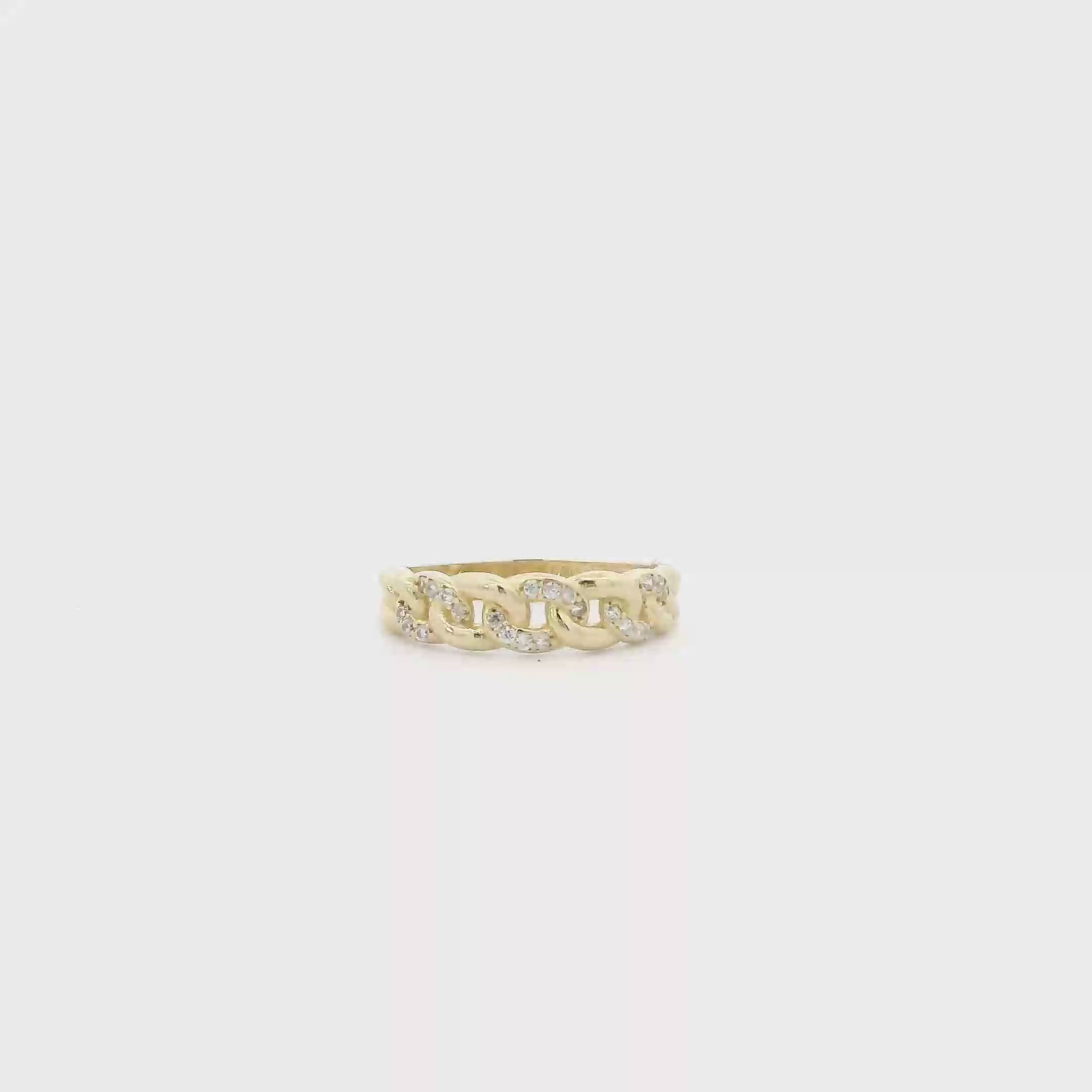 14K Yellow Gold Curb Style Womens Ring