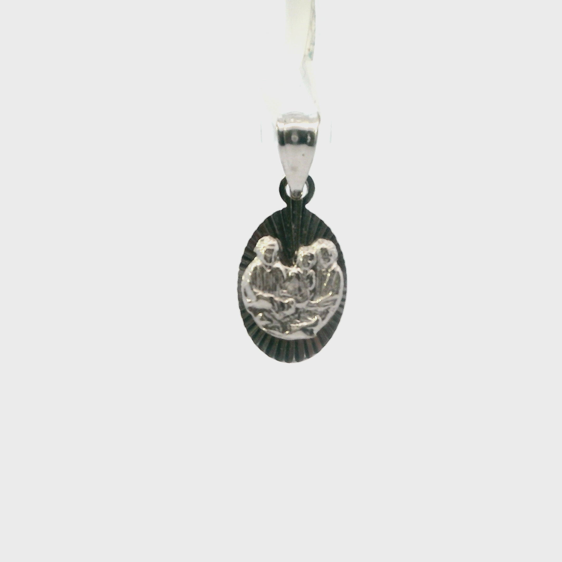 10K White Gold Religious Pendant