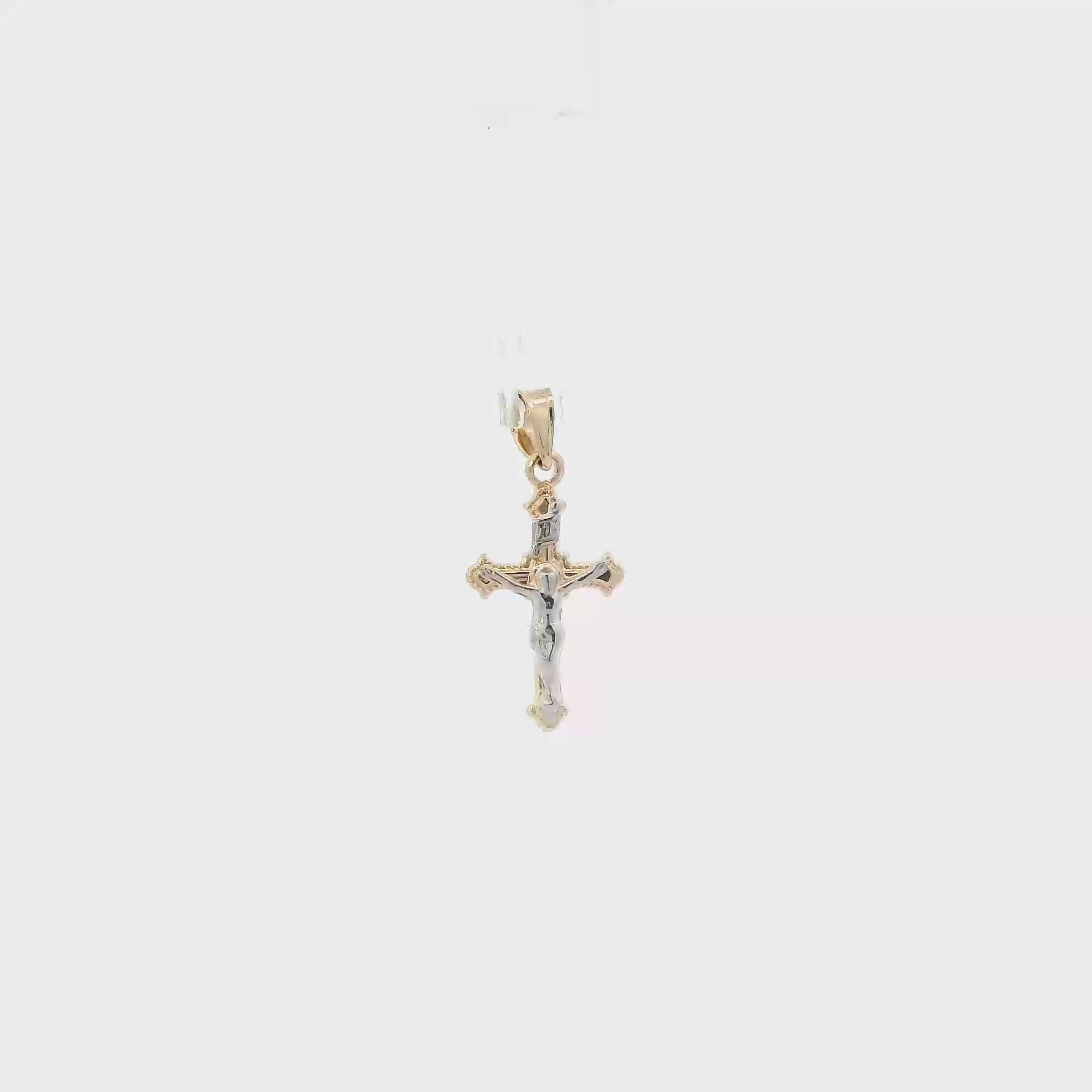 14K Yellow & White Crucifix Pendant