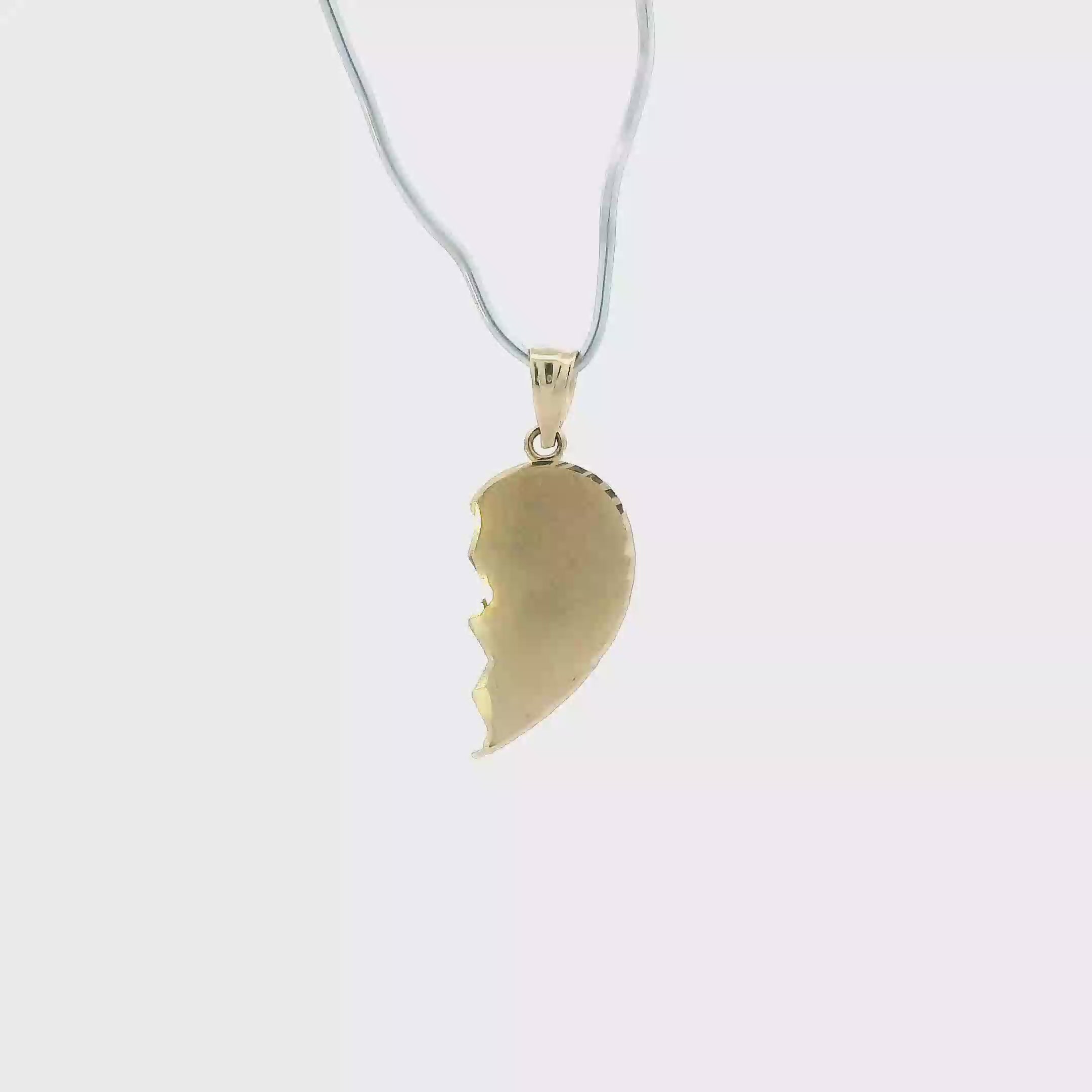 10K Yellow Gold Two Half Heart Pendants
