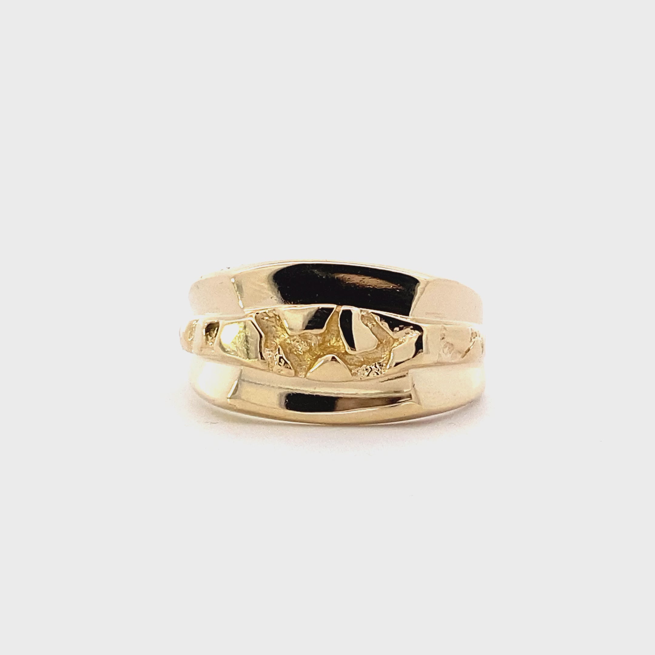 14K Yellow Gold Center Nugget Design Ring