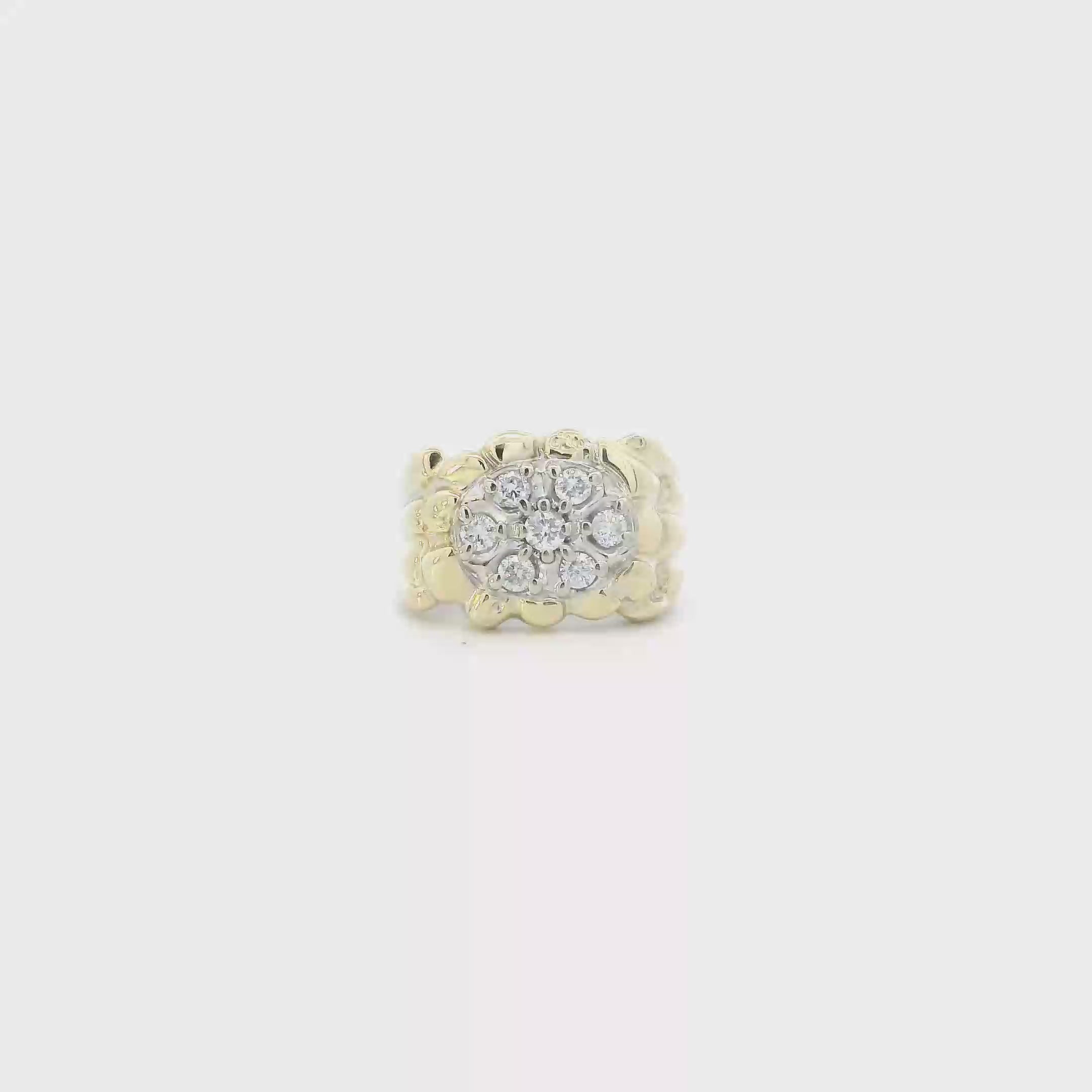 14K Yellow Gold Diamond Nugget Mens Ring - 0.70ct