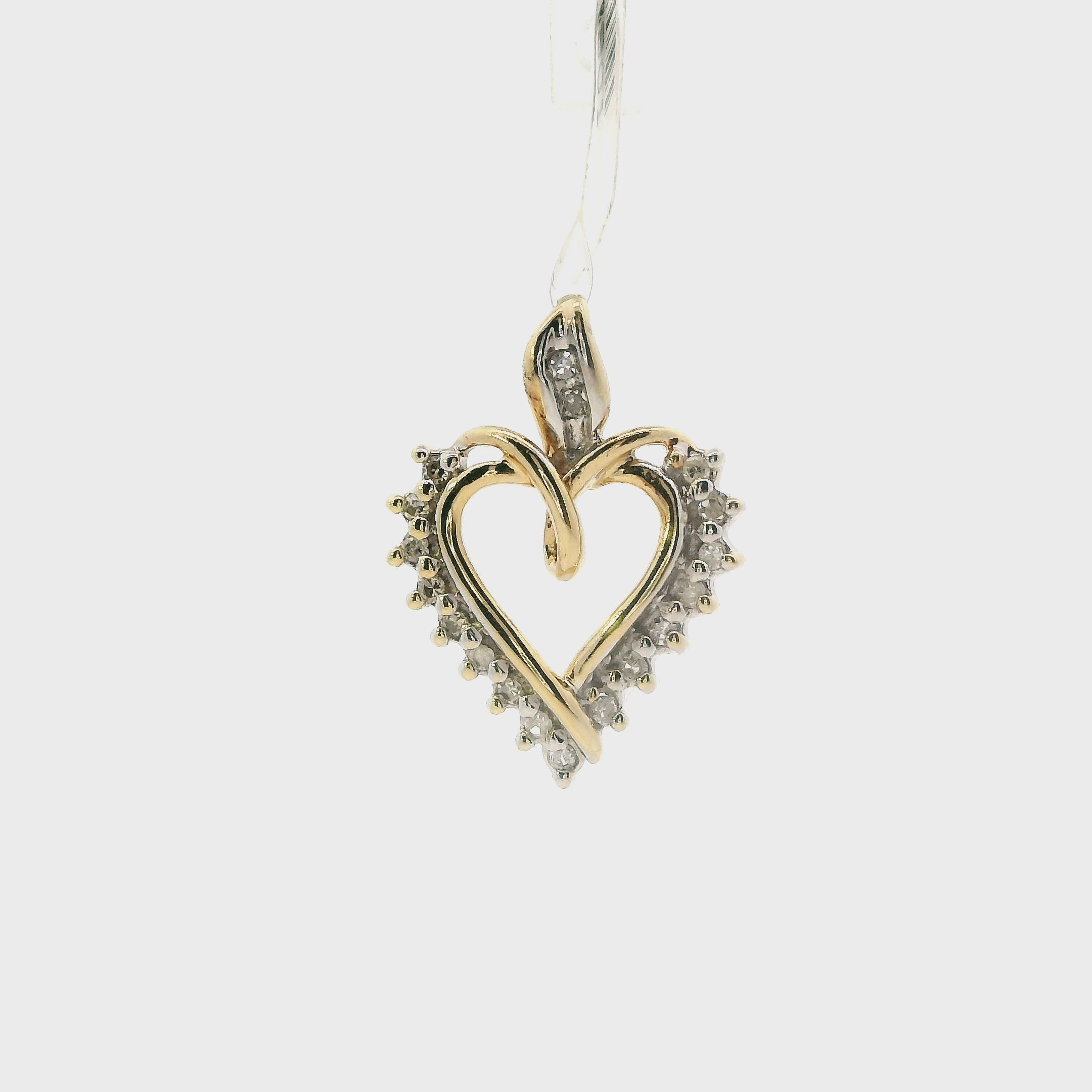 10K Yellow Gold Diamond Heart Pendant - 0.12ct