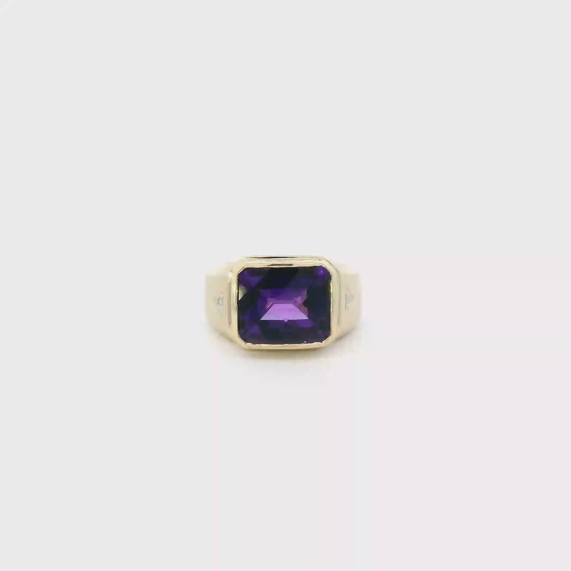 14K Yellow Gold Synthetic Purple Topaz Womens Ring