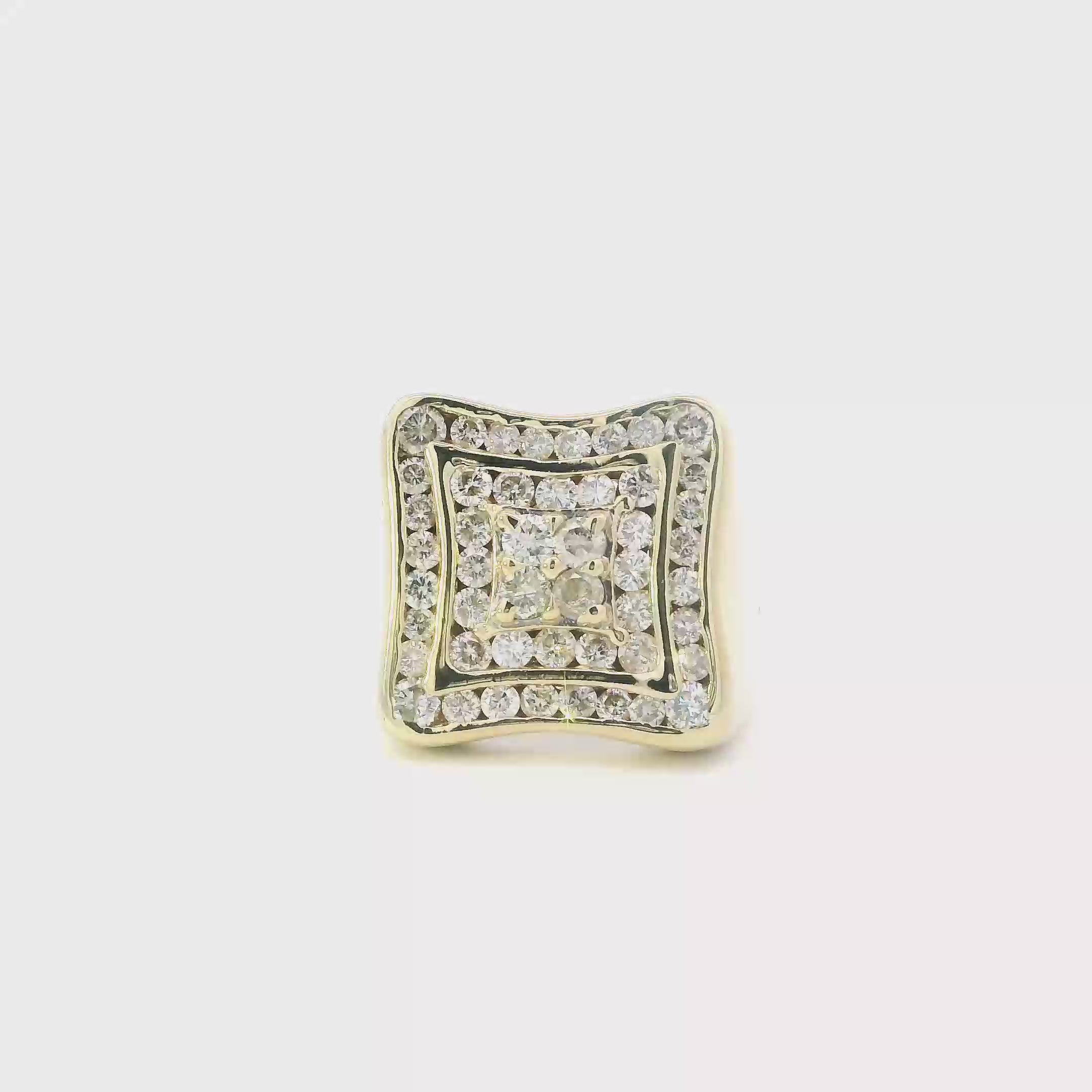 14K Yellow Gold Diamonds Mens Ring - 3.95ct