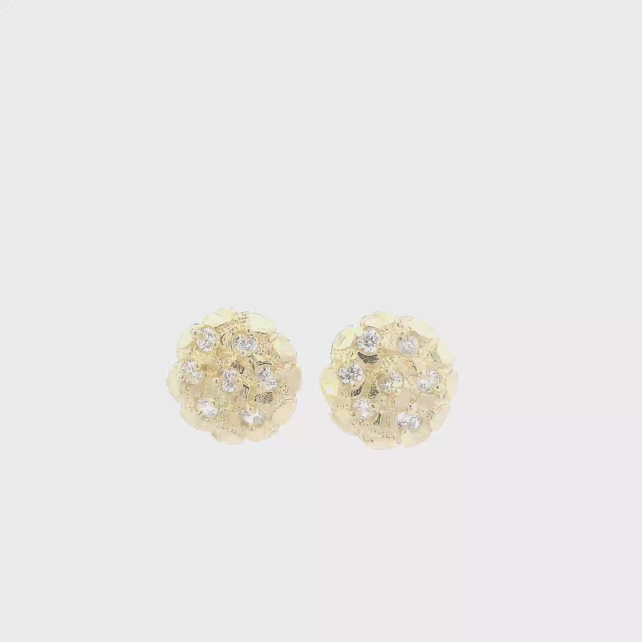 10K Yellow Gold Round Nugget Earrings