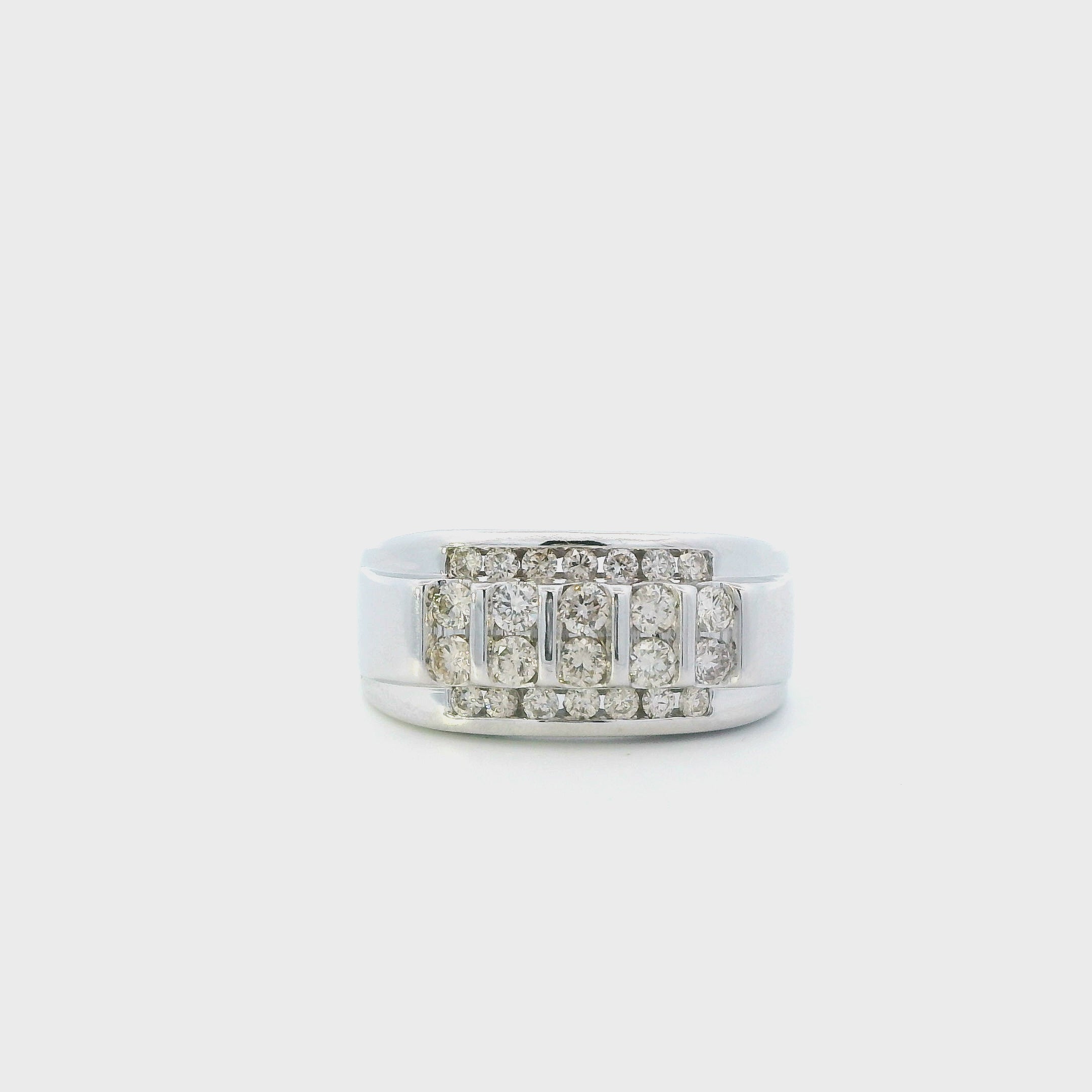 10K White Gold Diamond Mens Ring - 1.13ct